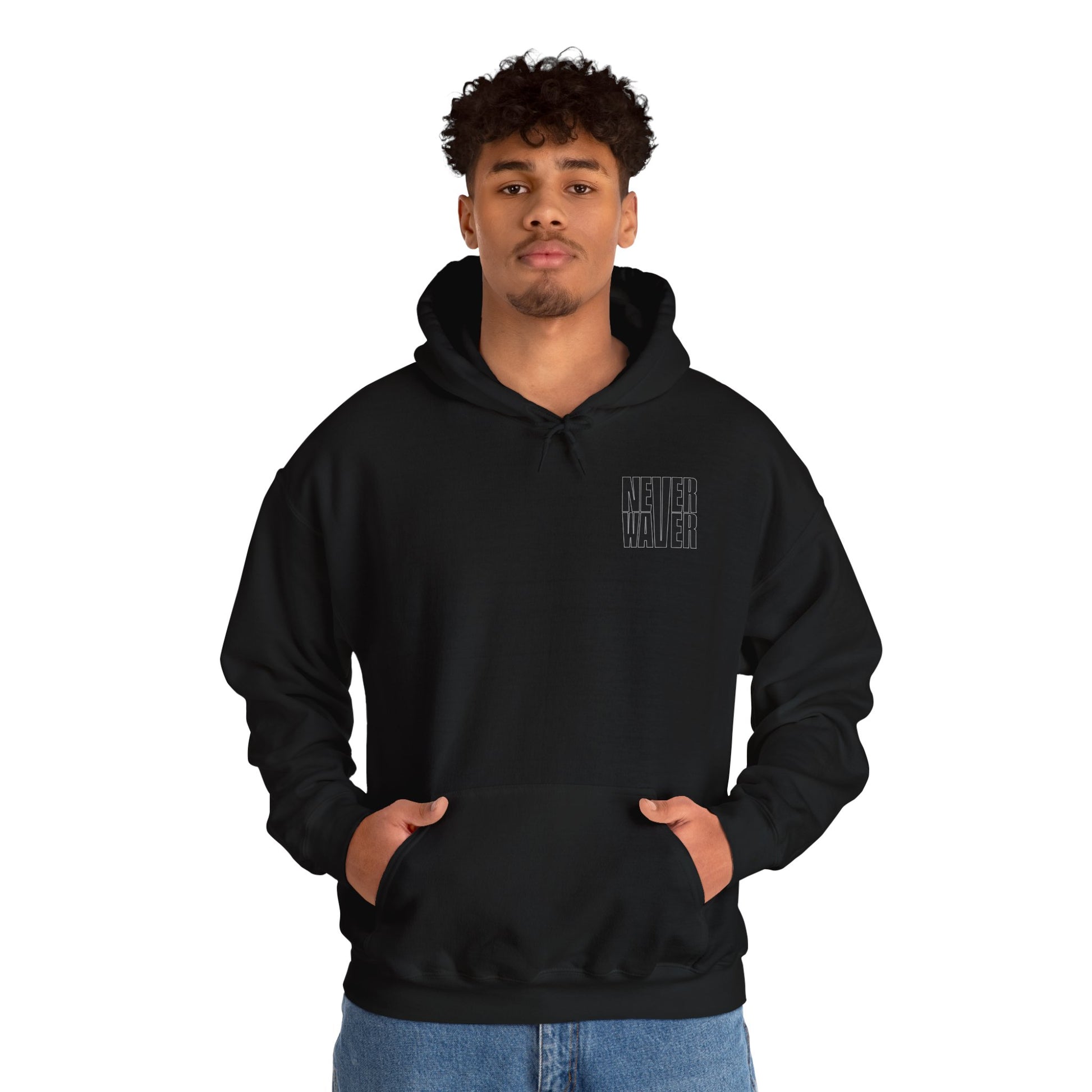 Never Waver” Jesus t-shirt might eye-catching design that reflects a steadfast faith and confidence in Christ.  Hoodie - Unisex Heavy Blend™ Sweatshirt - Never Waver