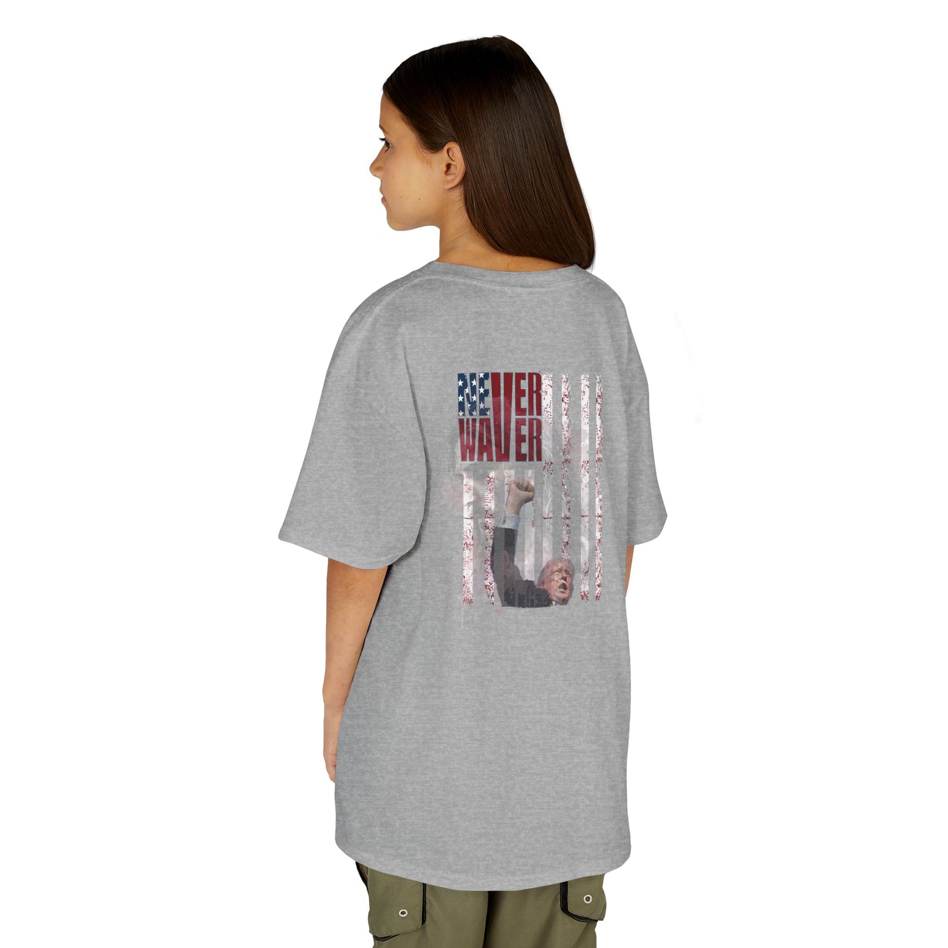 Never Waver Trump Fist Pump W Jesus Protection Kids Heavy Cotton™ Tee - Never Waver