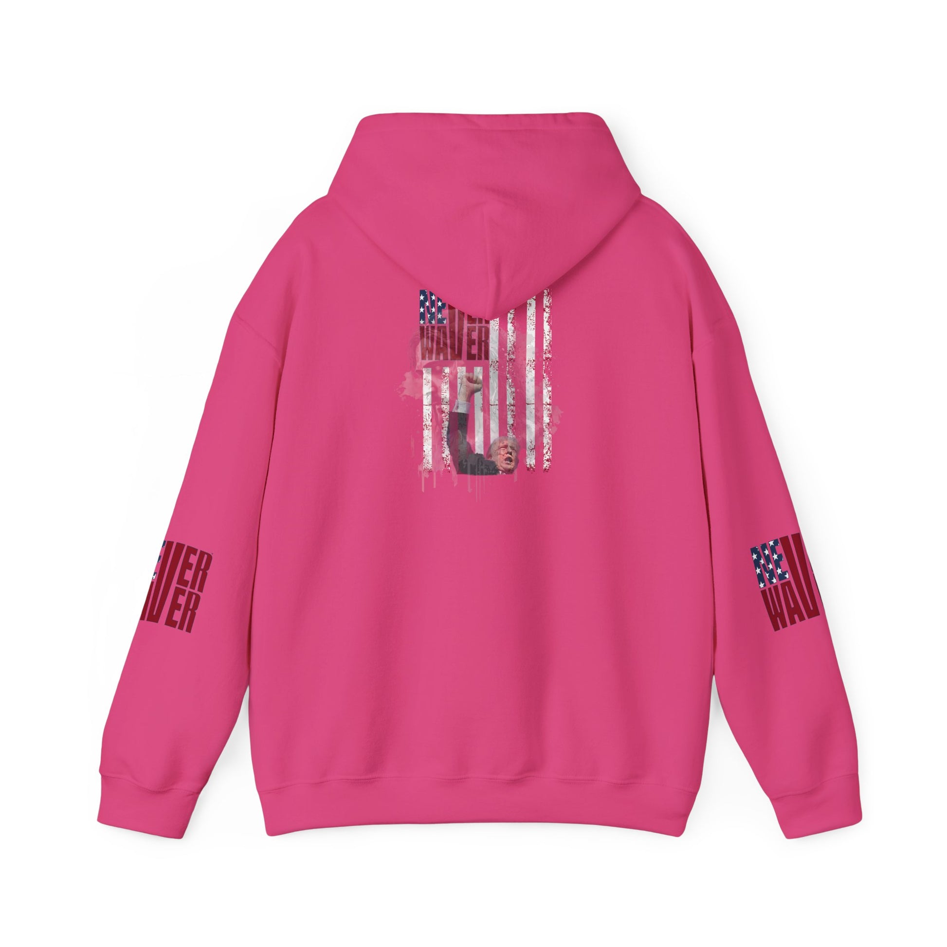 Unisex Heavy Blend™ Hooded Sweatshirt - Stylish Comfort with 'Never Waver Trump Fist Pump W Jesus  Protection' Design - Never Waver
