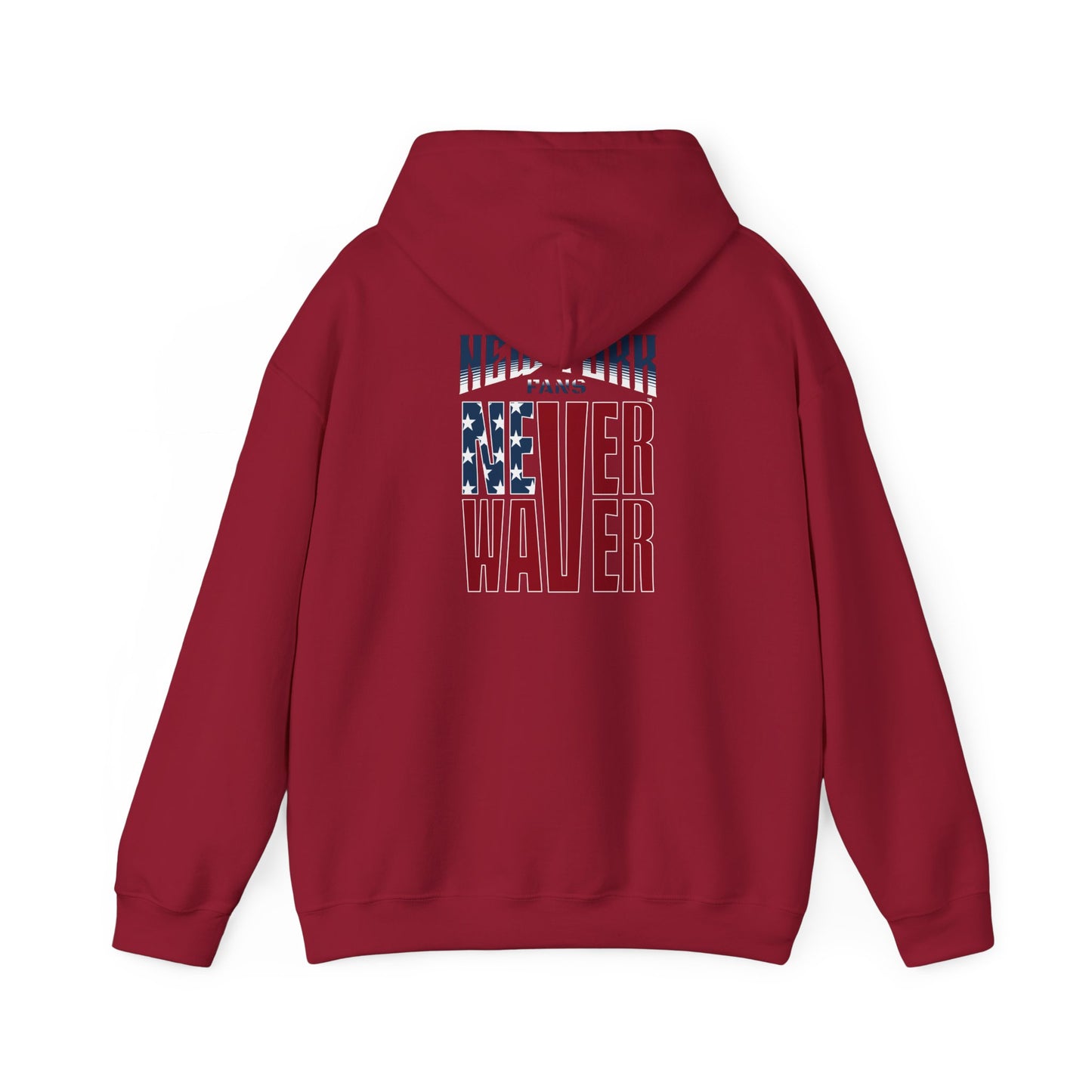 Unisex Heavy Blend™ Hoodie - 'New York Fans Never Waver' American Flag Design - Never Waver