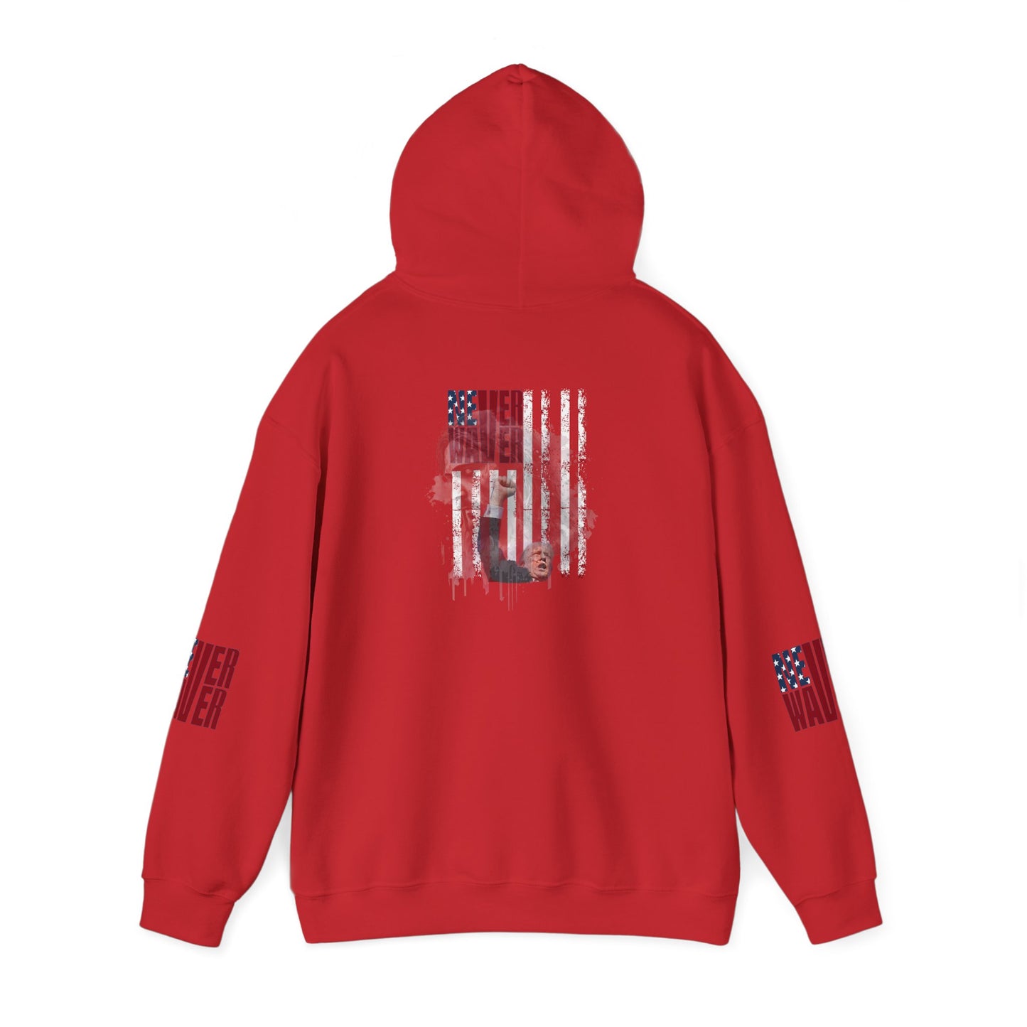 Unisex Heavy Blend™ Hooded Sweatshirt - Stylish Comfort with 'Never Waver Trump Fist Pump W Jesus  Protection' Design - Never Waver