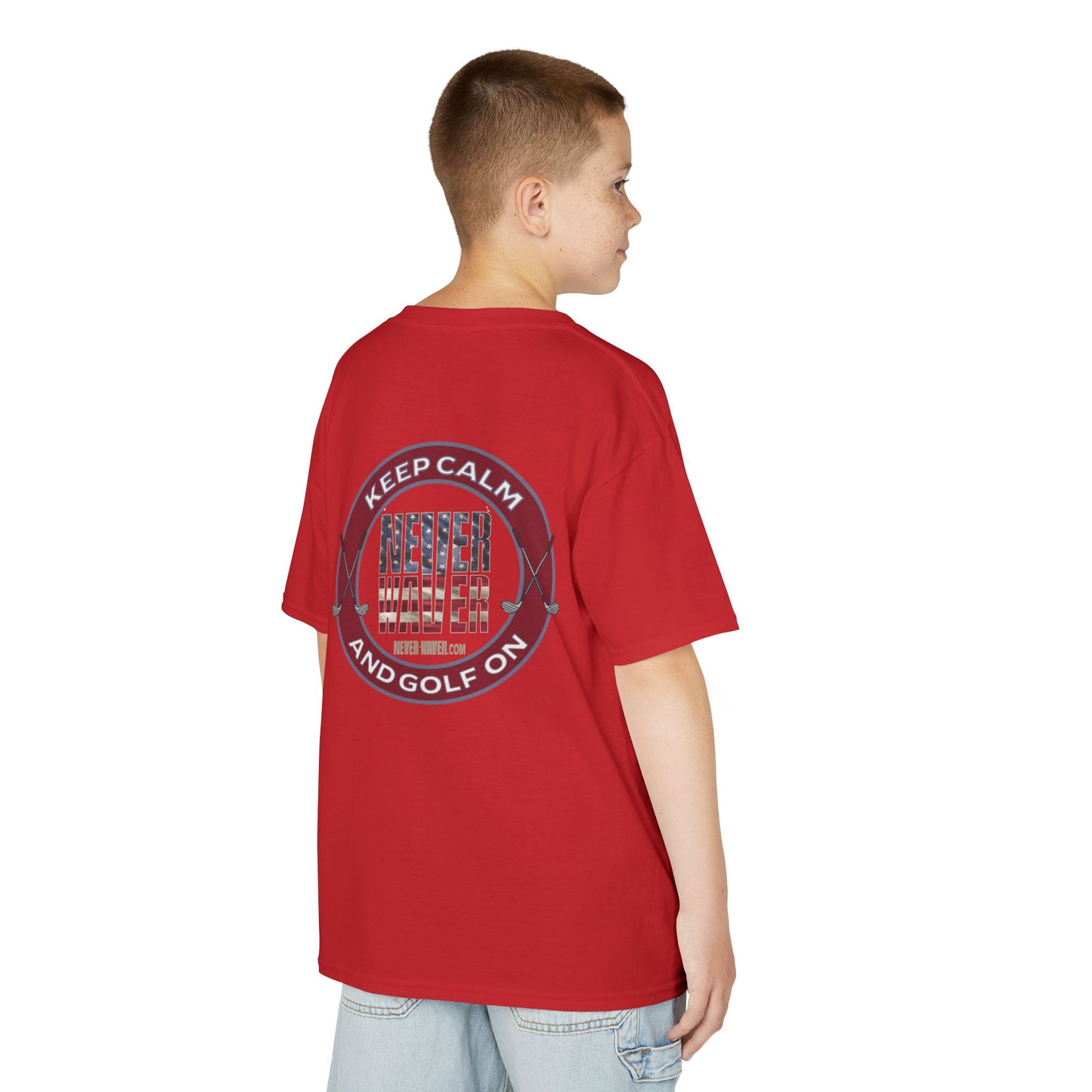 Kids Golf Tee - Keep Calm Never Waver and Golf On - Never Waver