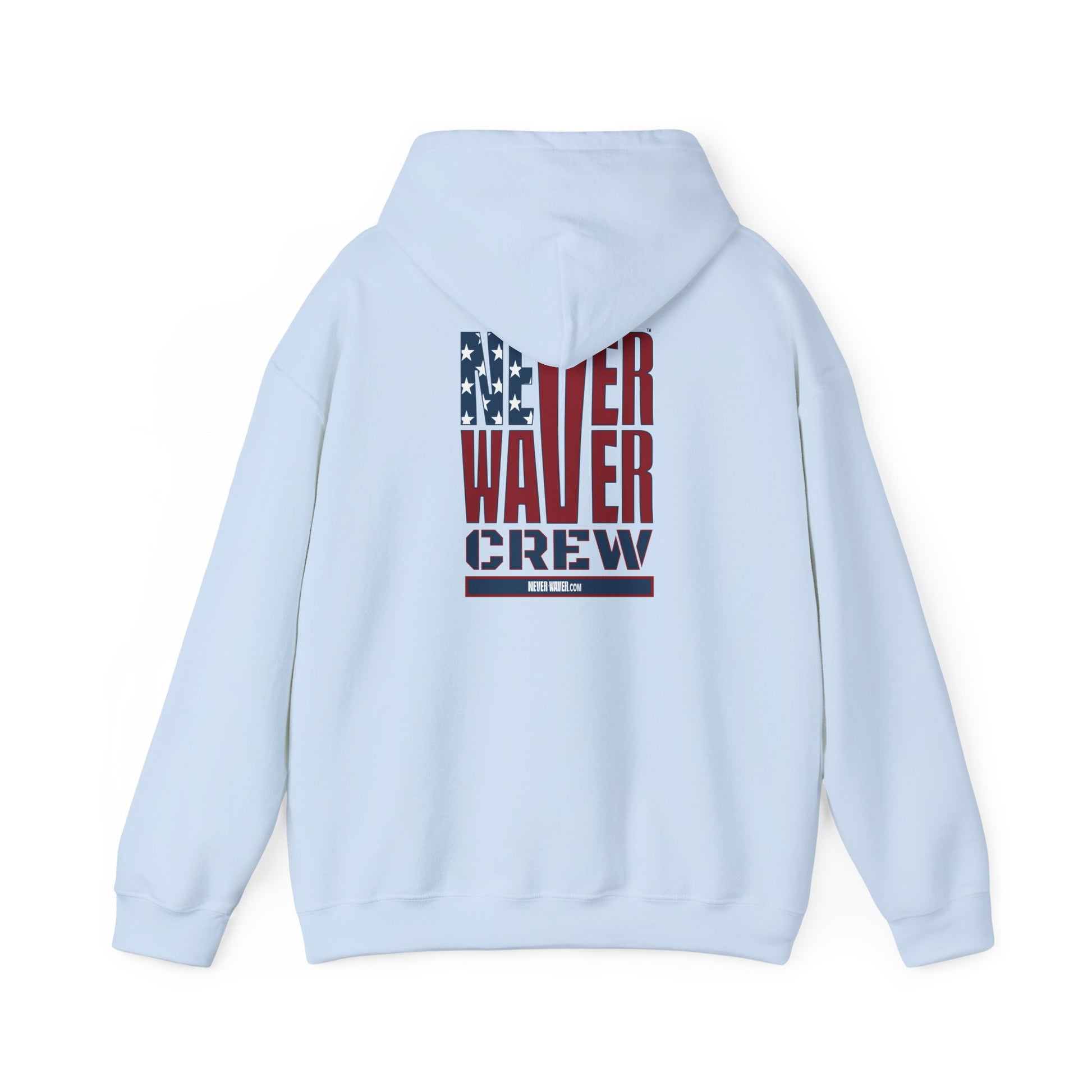 Unisex Heavy Blend™ Hooded Sweatshirt - Never Waver Crew with  American Flag Design - Never Waver