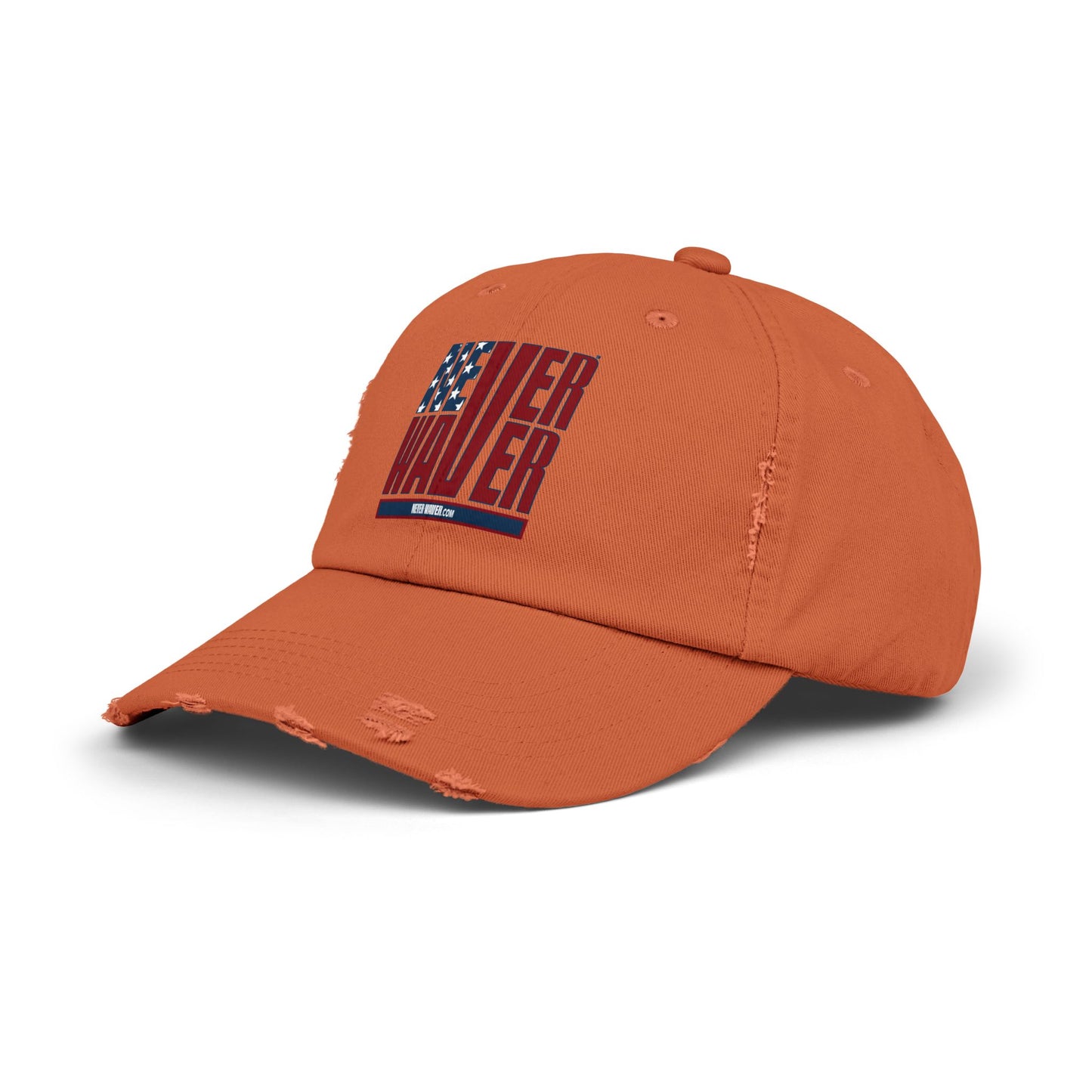 Unisex Distressed Cap - 'Never Waver' Casual Hat for Everyday Style Patriotic