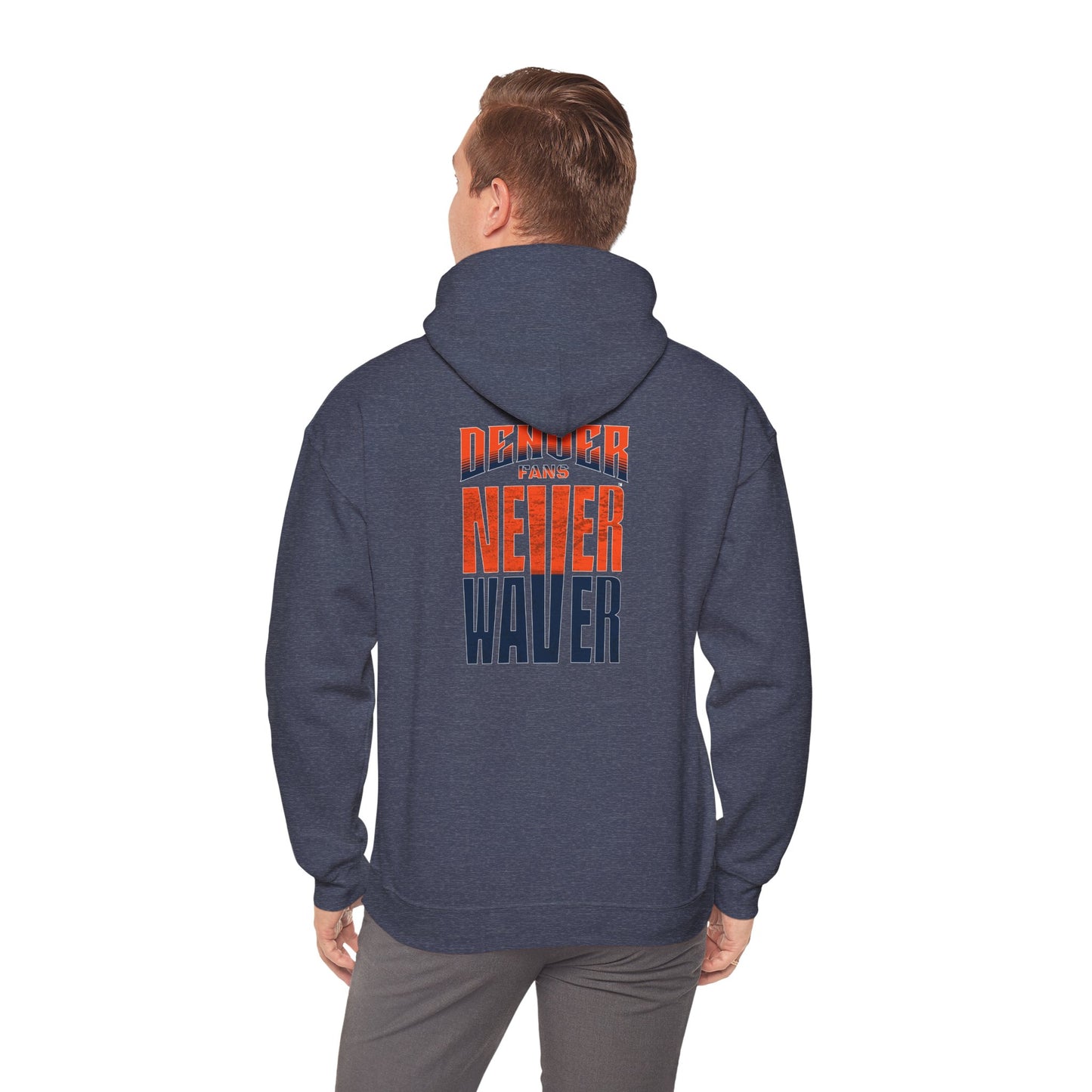 Unisex Heavy Blend™ Hooded Sweatshirt - 'Denver Fans Never Waver' Motivational Design - Never Waver