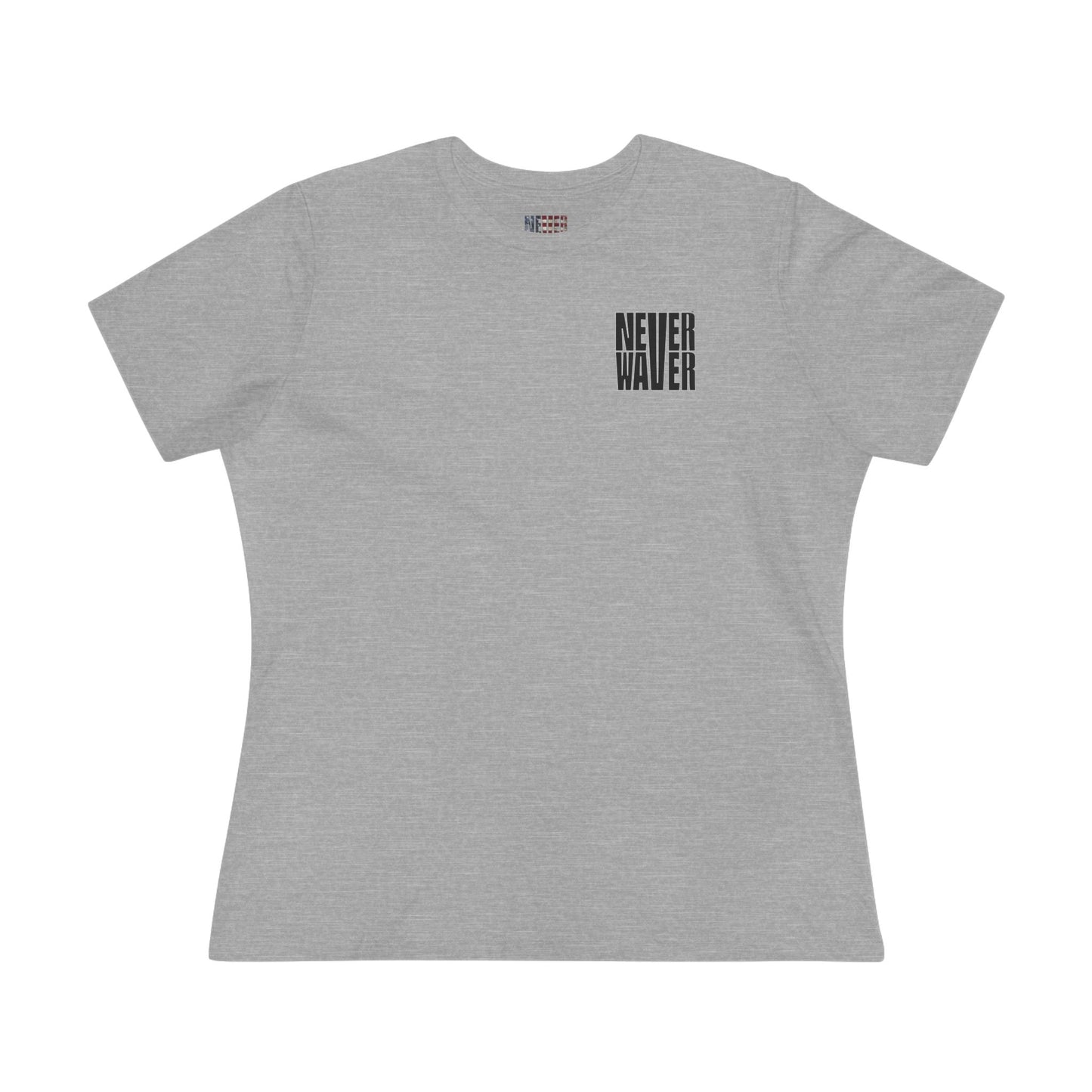 Never Waver” Jesus t-shirt might feature a bold, eye-catching design that reflects a steadfast faith and confidence in Christ.  Women's Cotton Tee - Never Waver