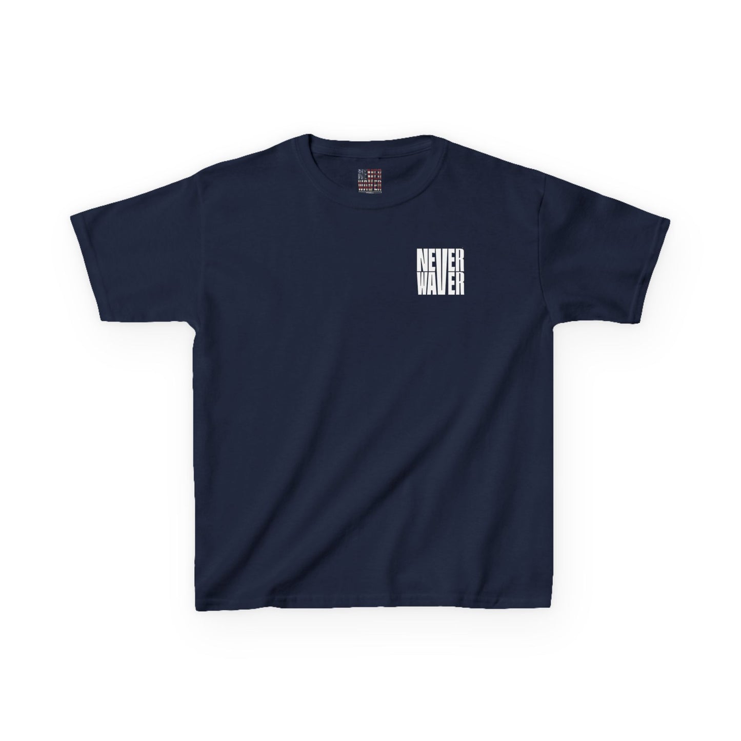 Kids Golf Tee -Never Waver” Jesus a bold, eye-catching design that reflects a steadfast faith and confidence in Christ. - Never Waver