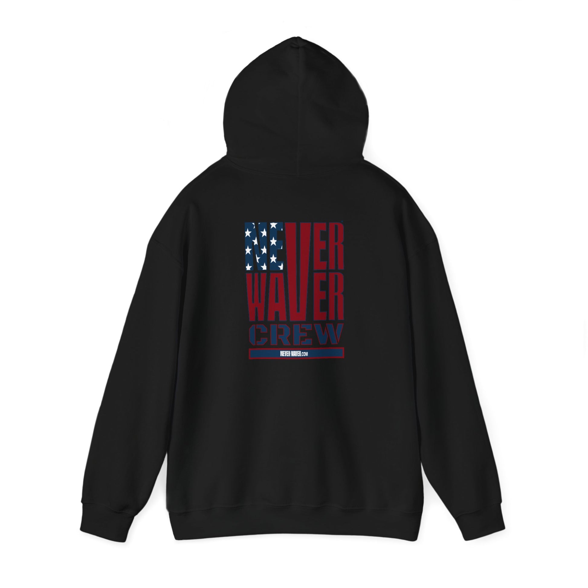 Unisex Heavy Blend™ Hooded Sweatshirt - Never Waver Crew with  American Flag Design - Never Waver