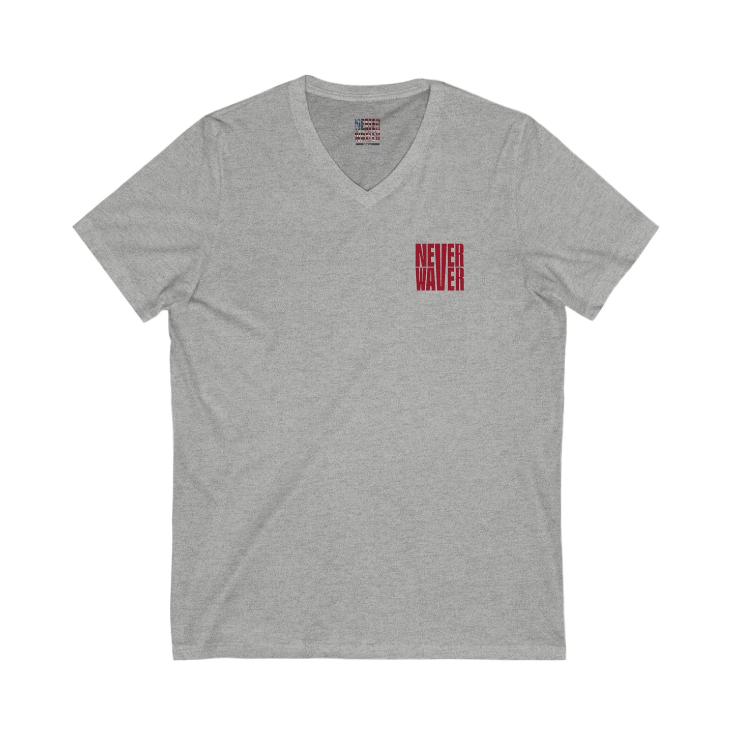 Unisex V-Neck Tee - Never Waver Inspirational Crew T-Shirt - Never Waver