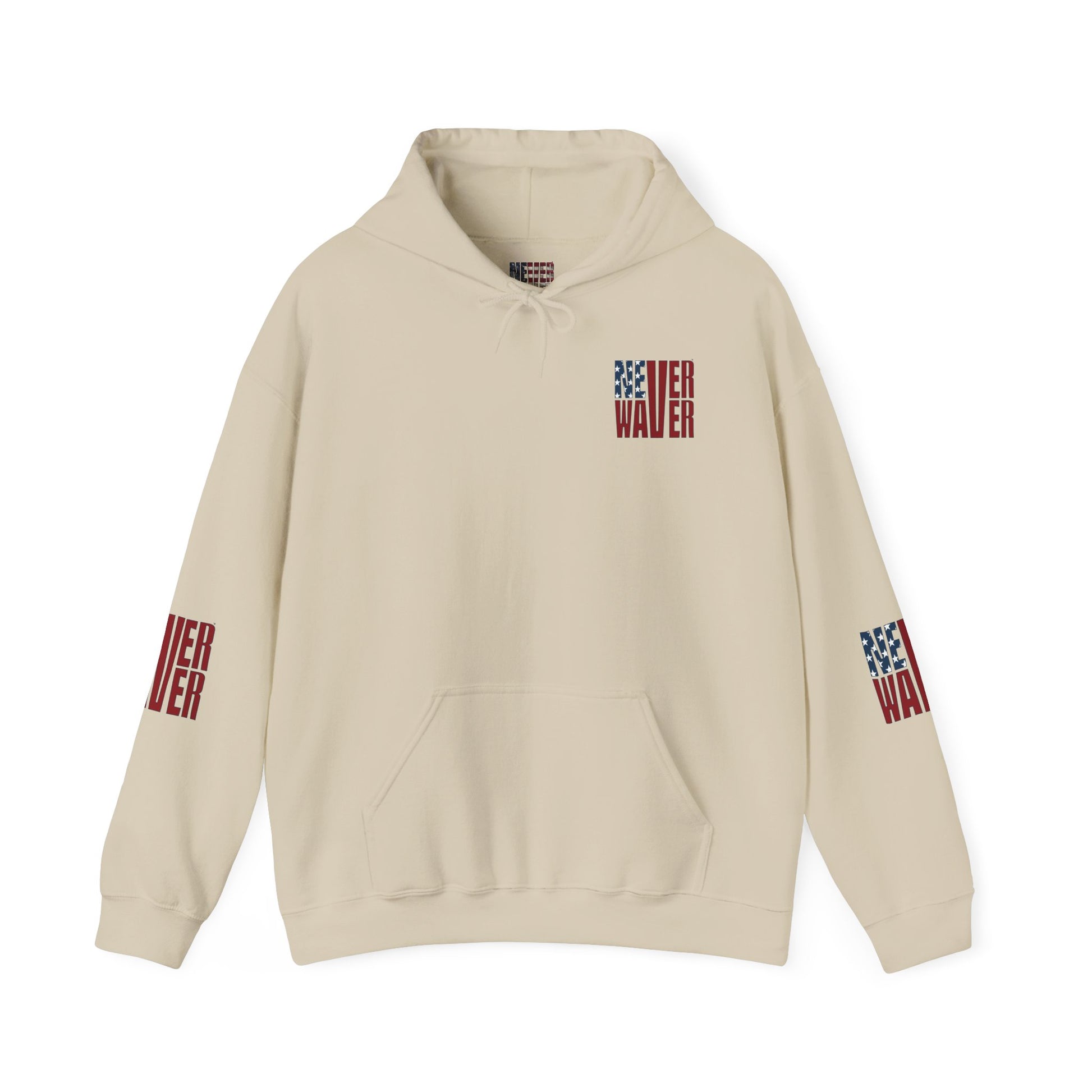 Unisex Heavy Blend™ Hooded Sweatshirt - Stylish Comfort with 'Never Waver Trump Fist Pump W Jesus  Protection' Design - Never Waver