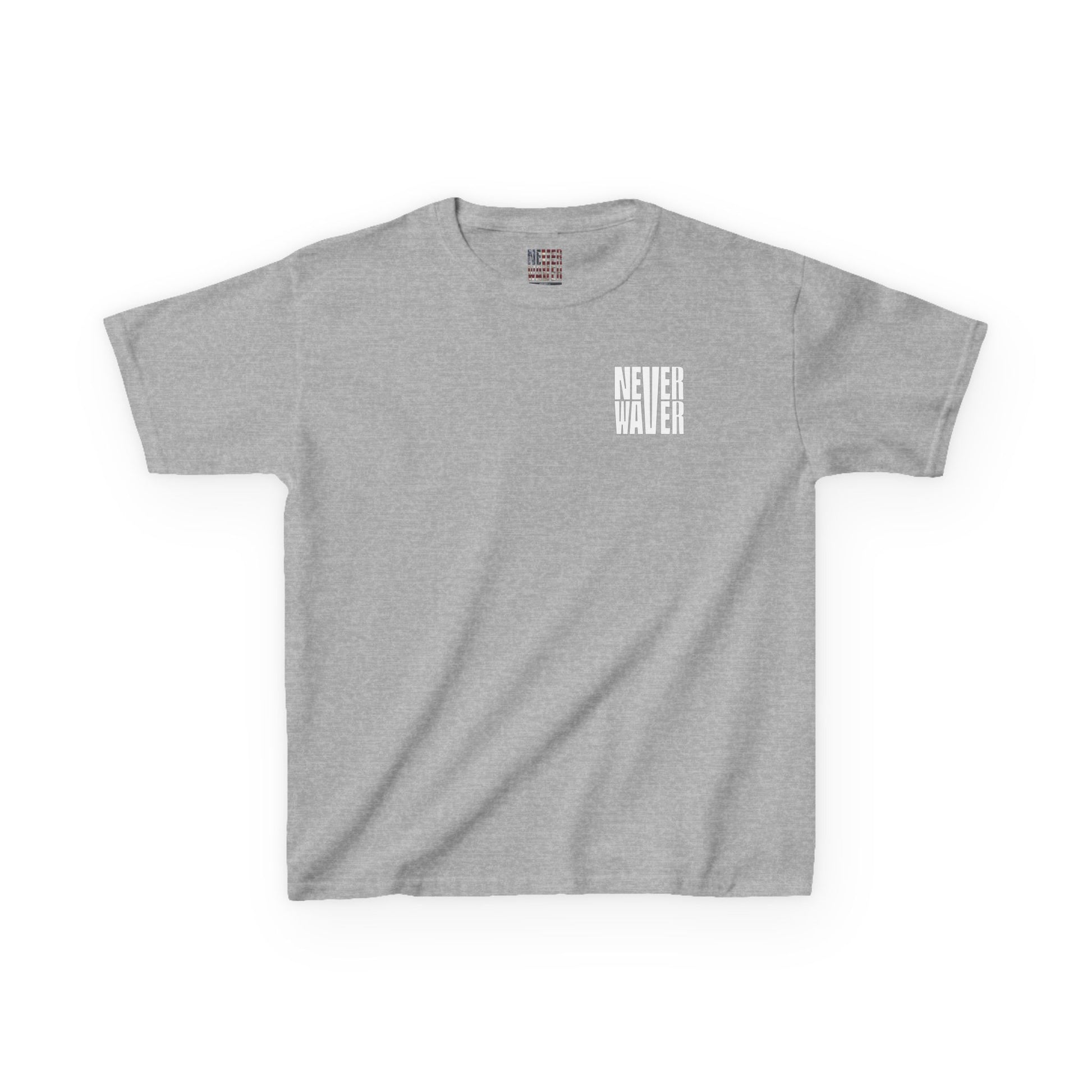 Kids Golf Tee -Never Waver” Jesus a bold, eye-catching design that reflects a steadfast faith and confidence in Christ. - Never Waver