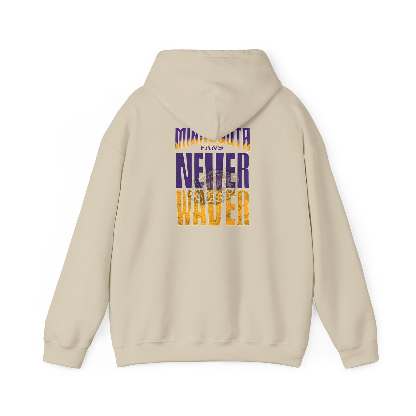 Minnesota Fans Never Waver w Leopard Football Unisex Heavy Blend™ Hooded Sweatshirt - Never Waver Design - Never Waver
