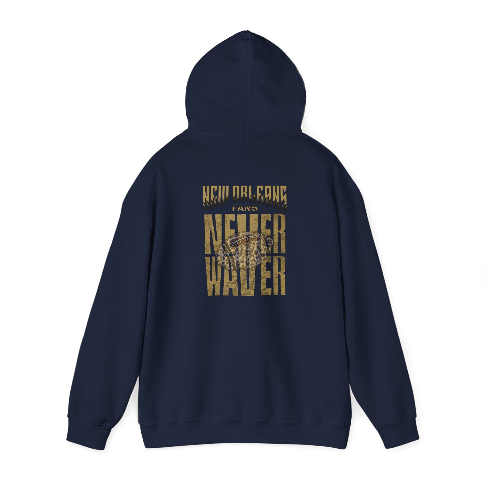 New Orleans Fans Never Waver W Leopard Football Hoodie - Unisex Heavy Blend™ Sweatshirt for Fans - Never Waver
