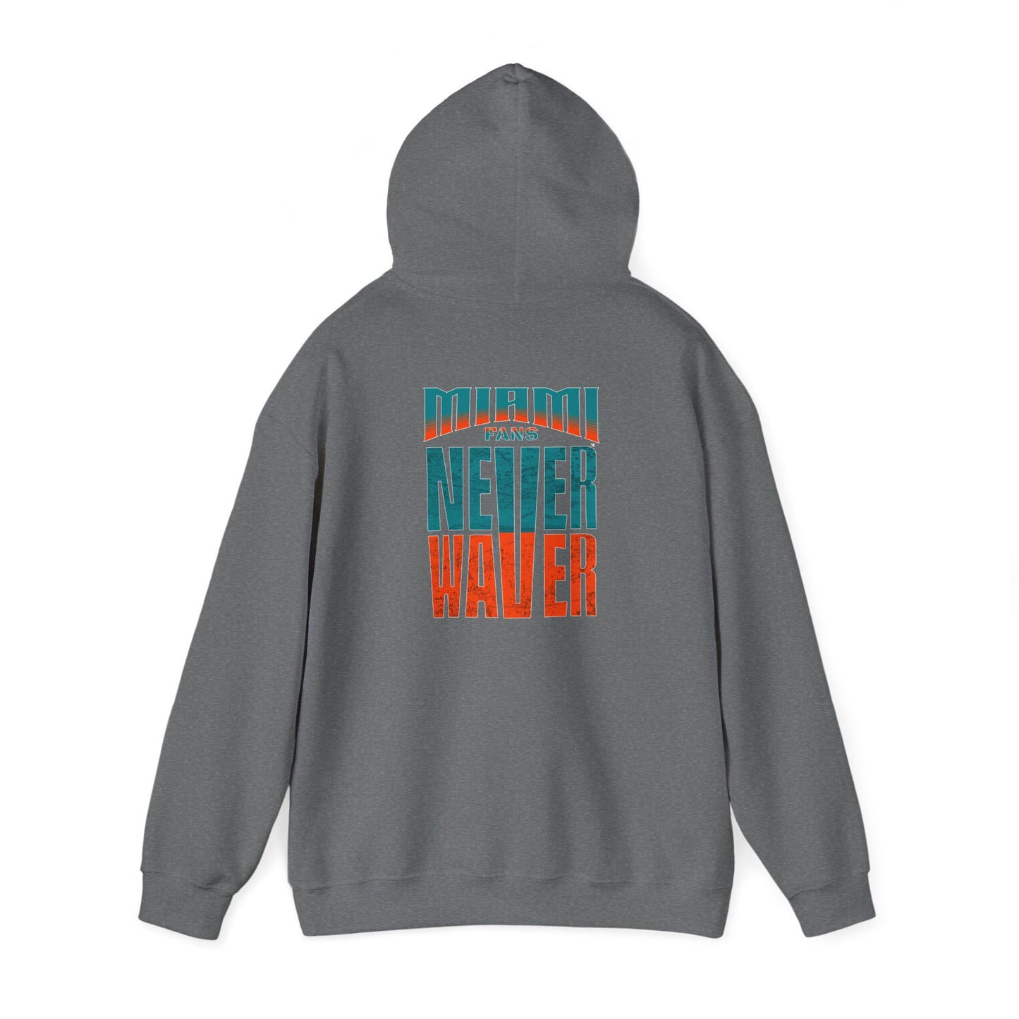 Unisex Heavy Blend™ Hooded Sweatshirt - "Miami Fans Never Waver" Inspirational Hoodie - Never Waver