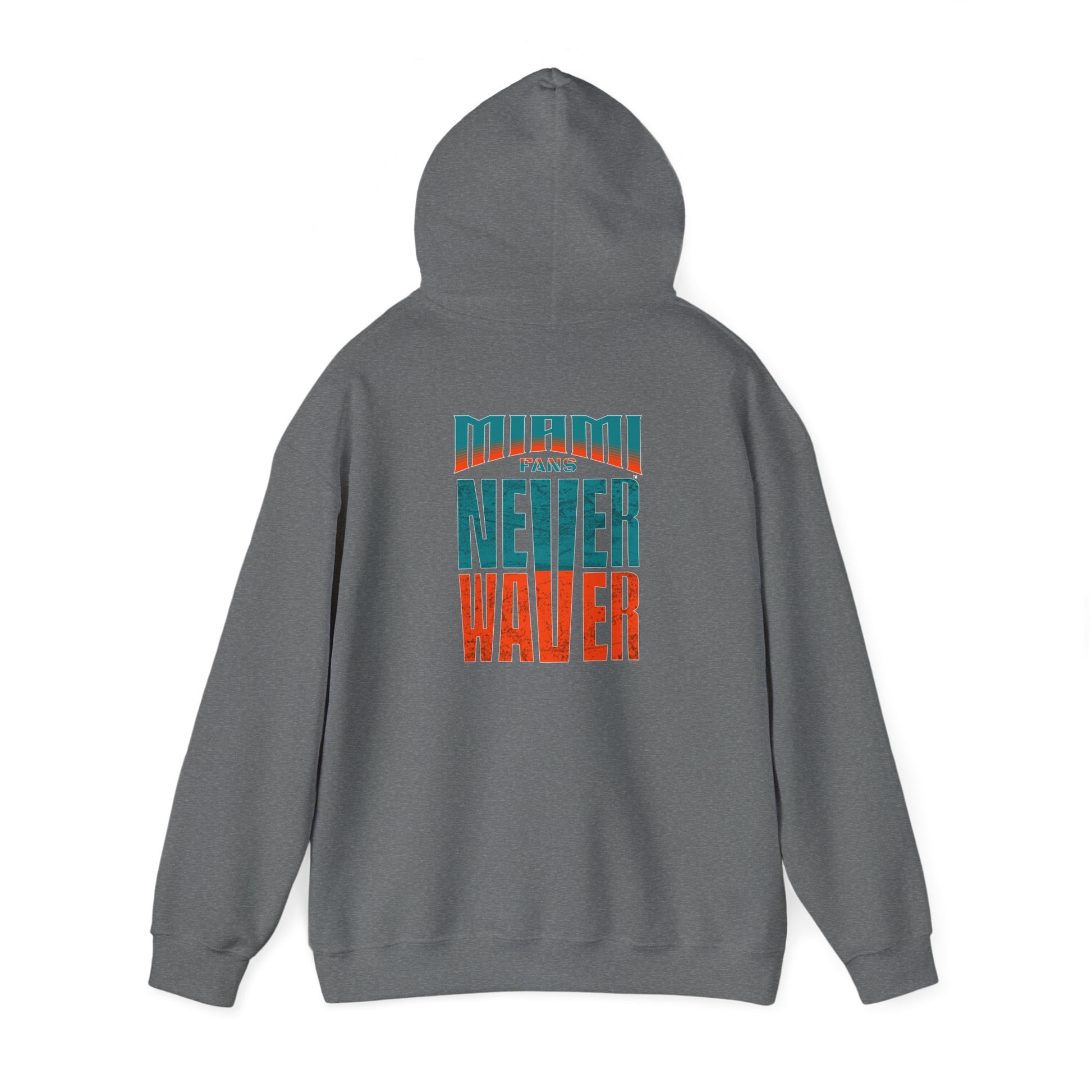 Unisex Heavy Blend™ Hooded Sweatshirt - "Miami Fans Never Waver" Inspirational Hoodie - Never Waver