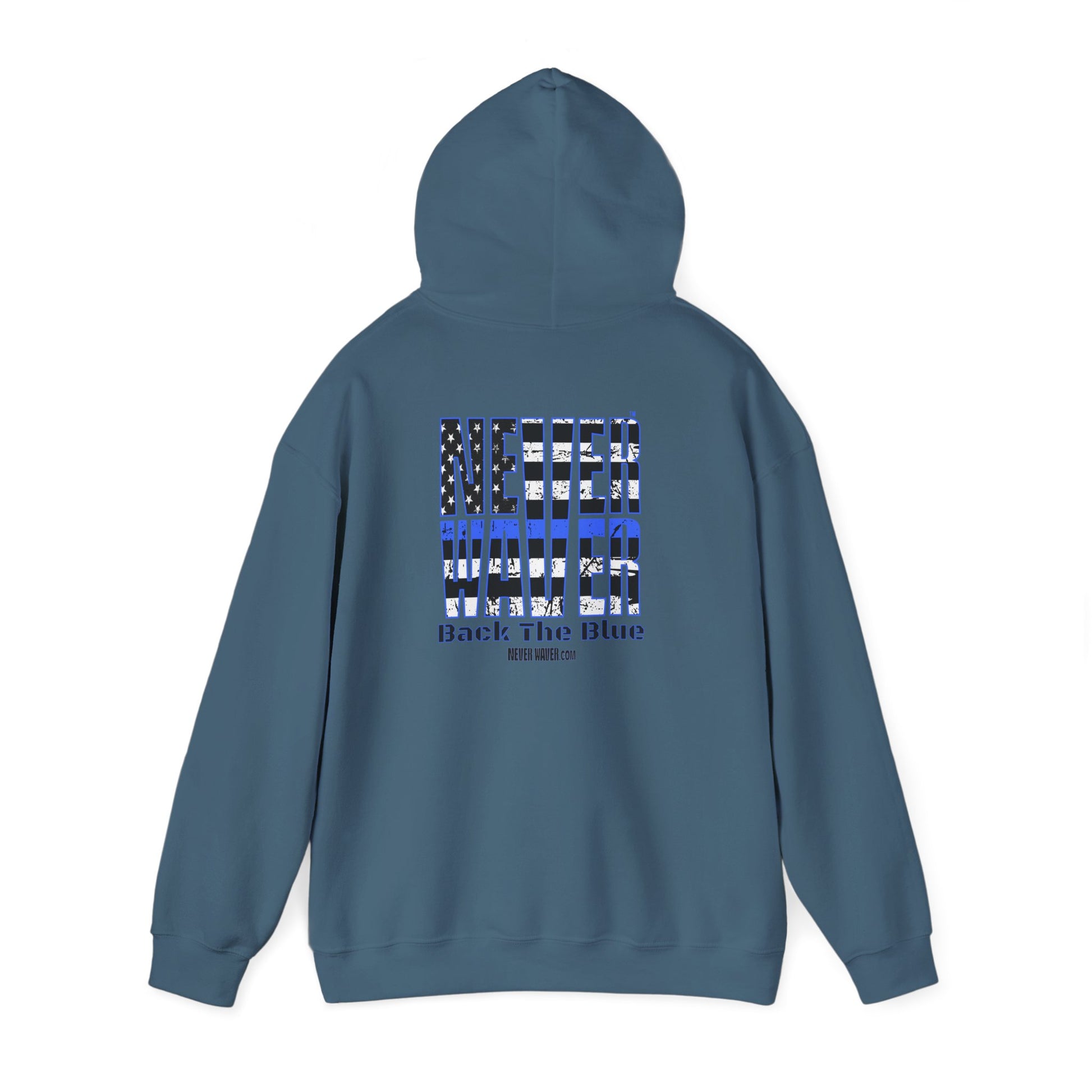 Never Waver Back The Blue Hoodie - Unisex Heavy Blend Sweatshirt - Never Waver