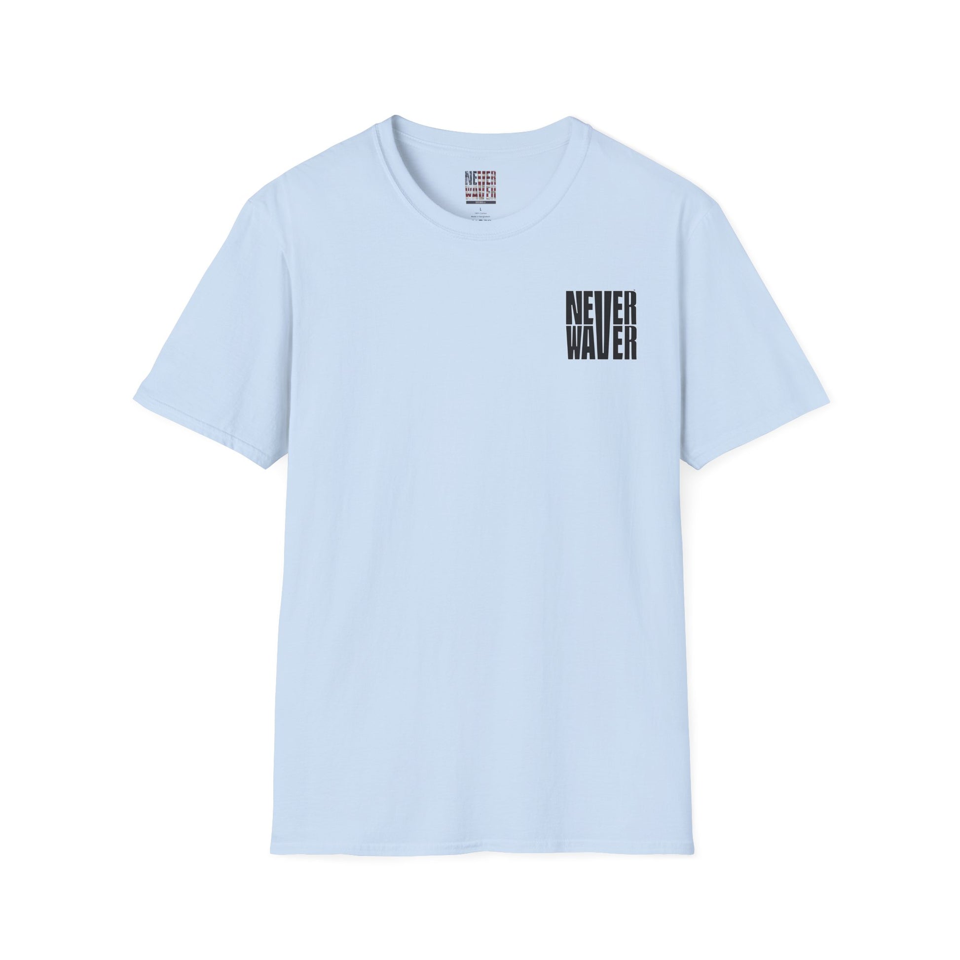 Never Waver” Jesus a bold, eye-catching design that reflects a steadfast faith and confidence in Christ. Unisex Soft style T-Shirt - Never Waver