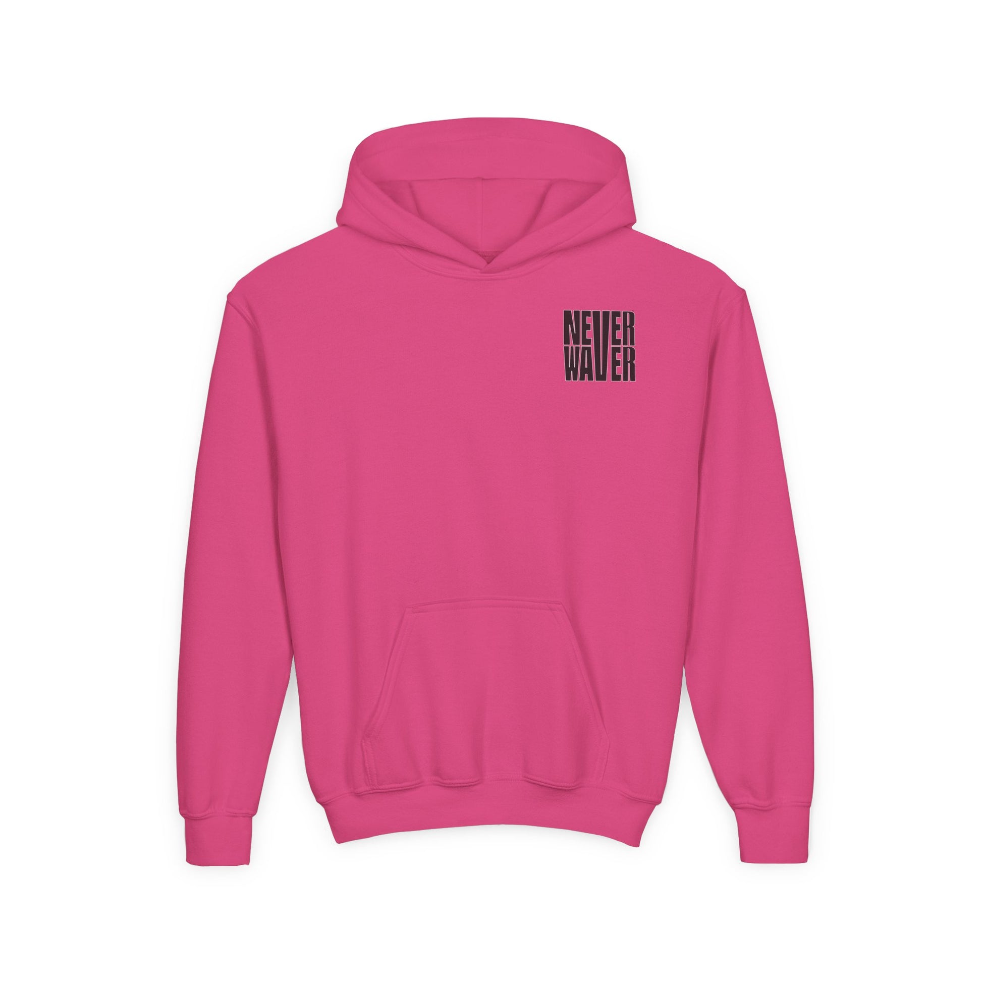 Hoodie - "Never Waver” Jesus a bold, eye-catching design that reflects a steadfast faith and confidence in Christ. " Sweatshirt for Young - Never Waver