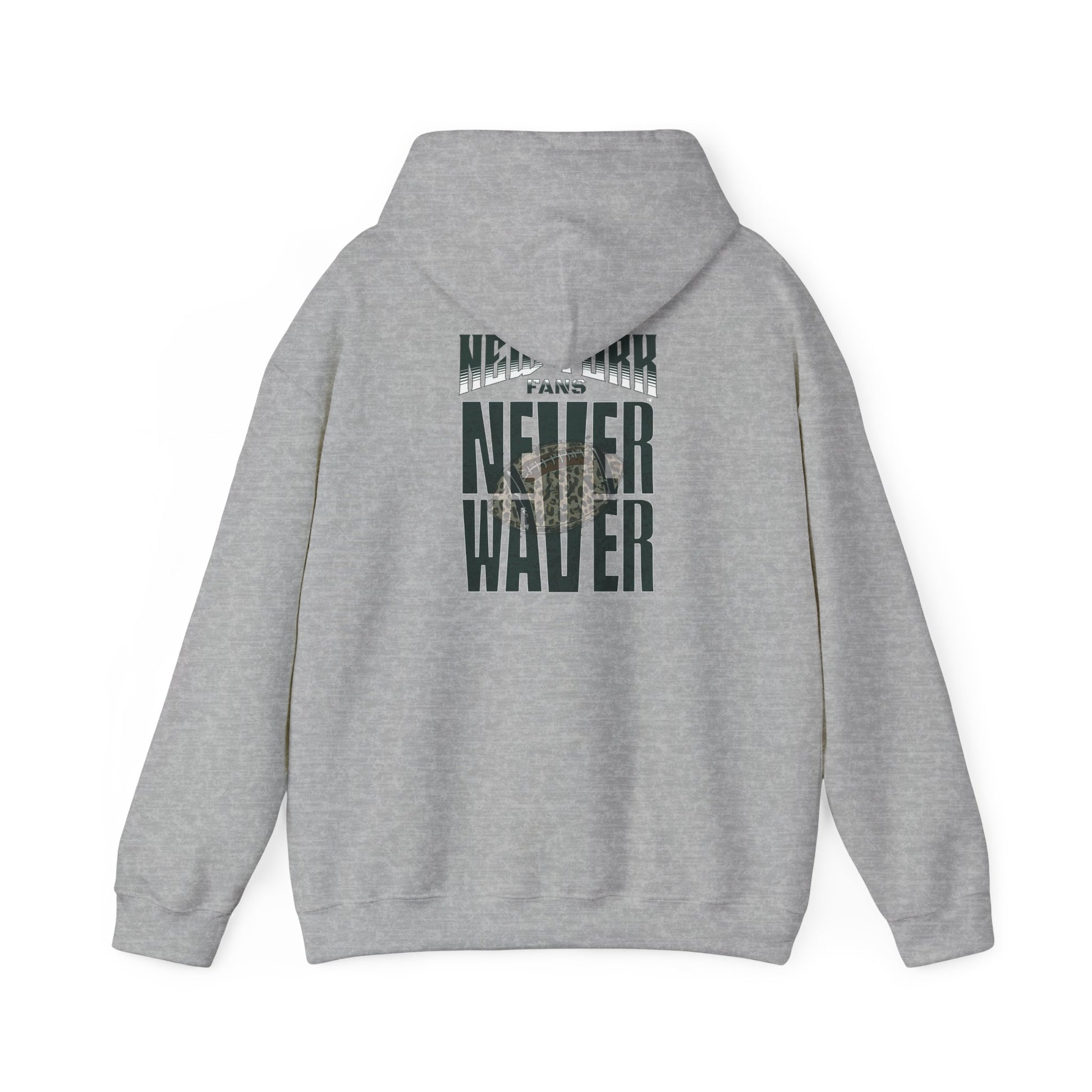 New York Fans Never Waver W Leopard Football Unisex Heavy Blend™ Hooded Sweatshirt - Never Waver