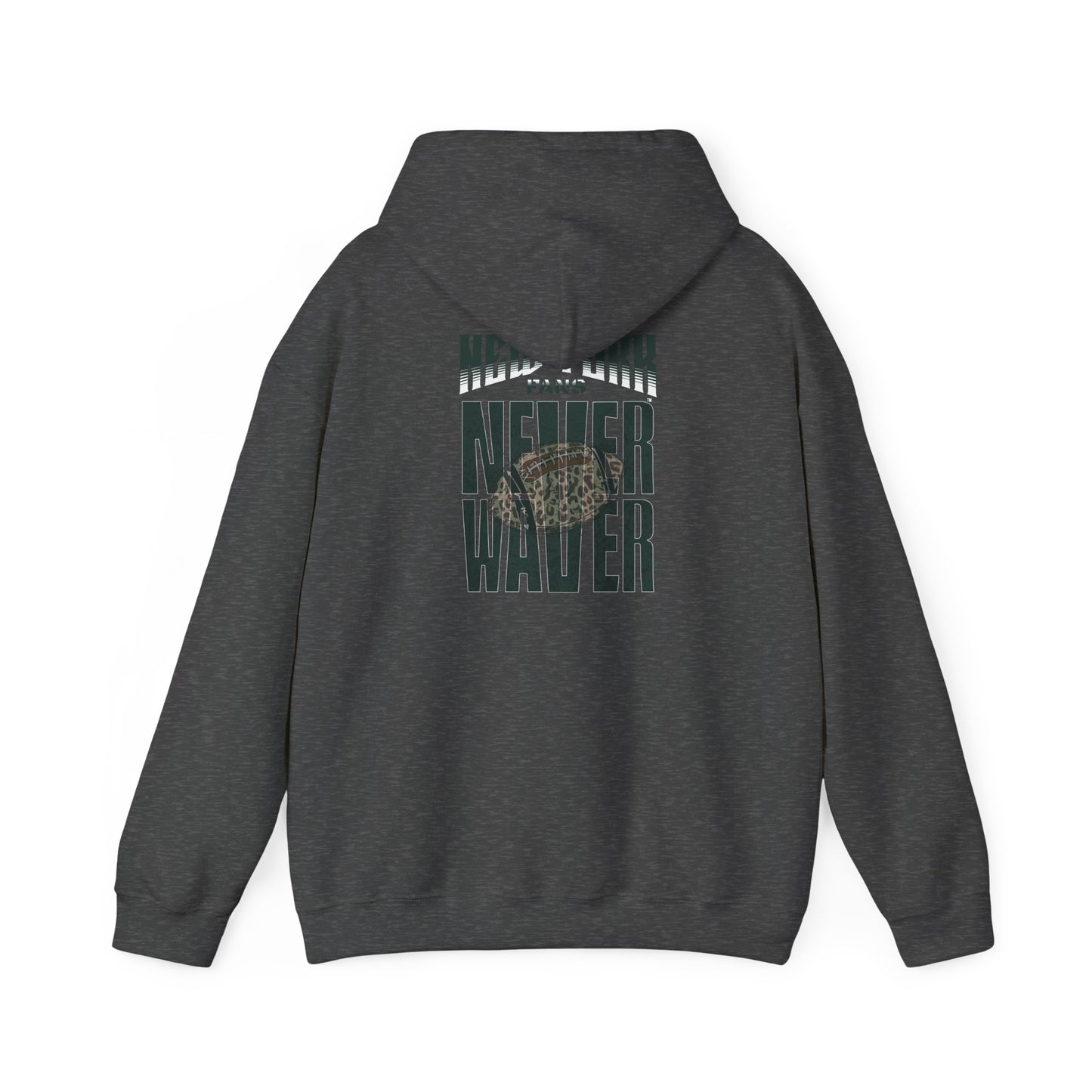 New York Fans Never Waver W Leopard Football Unisex Heavy Blend™ Hooded Sweatshirt - Never Waver