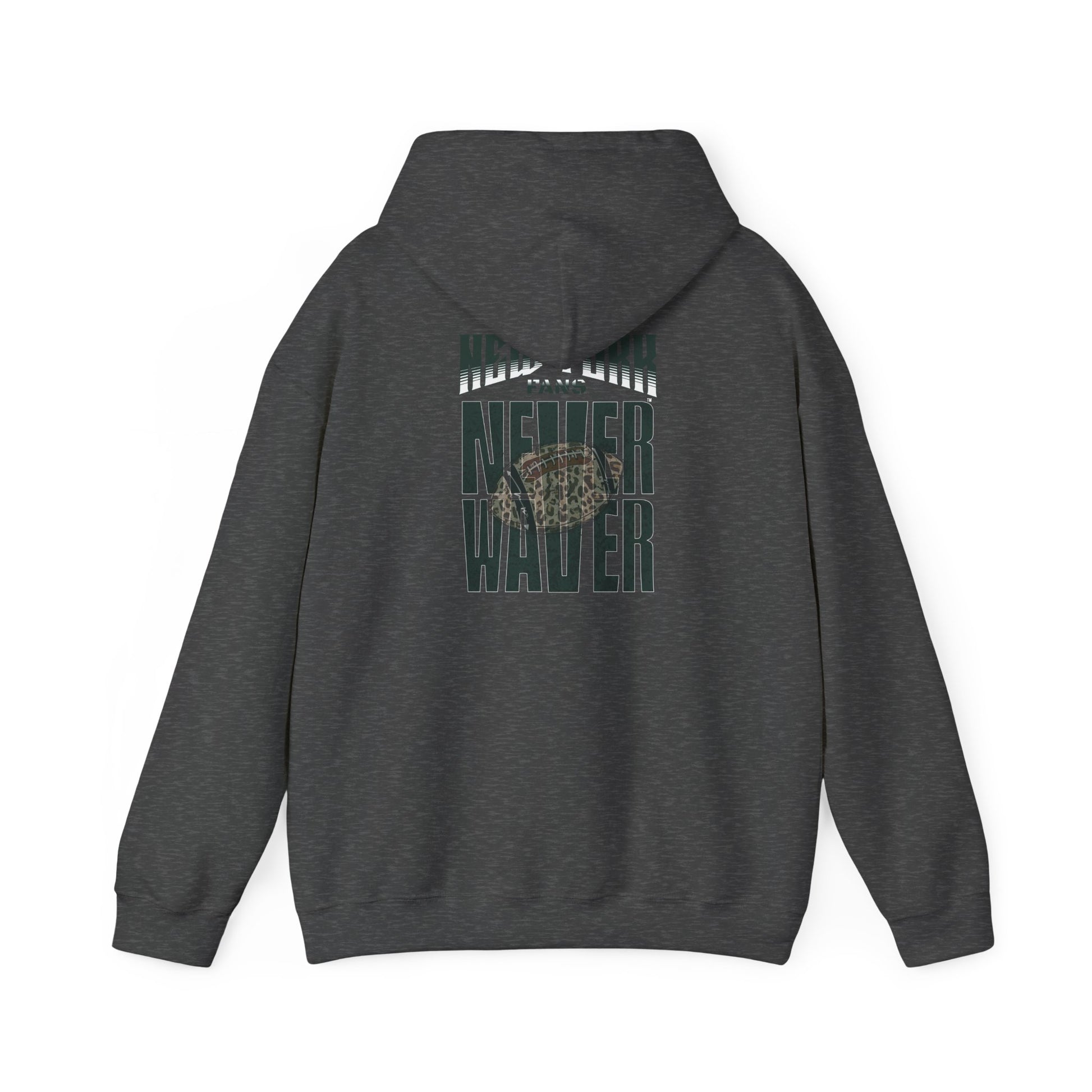 New York Fans Never Waver W Leopard Football Unisex Heavy Blend™ Hooded Sweatshirt - Never Waver