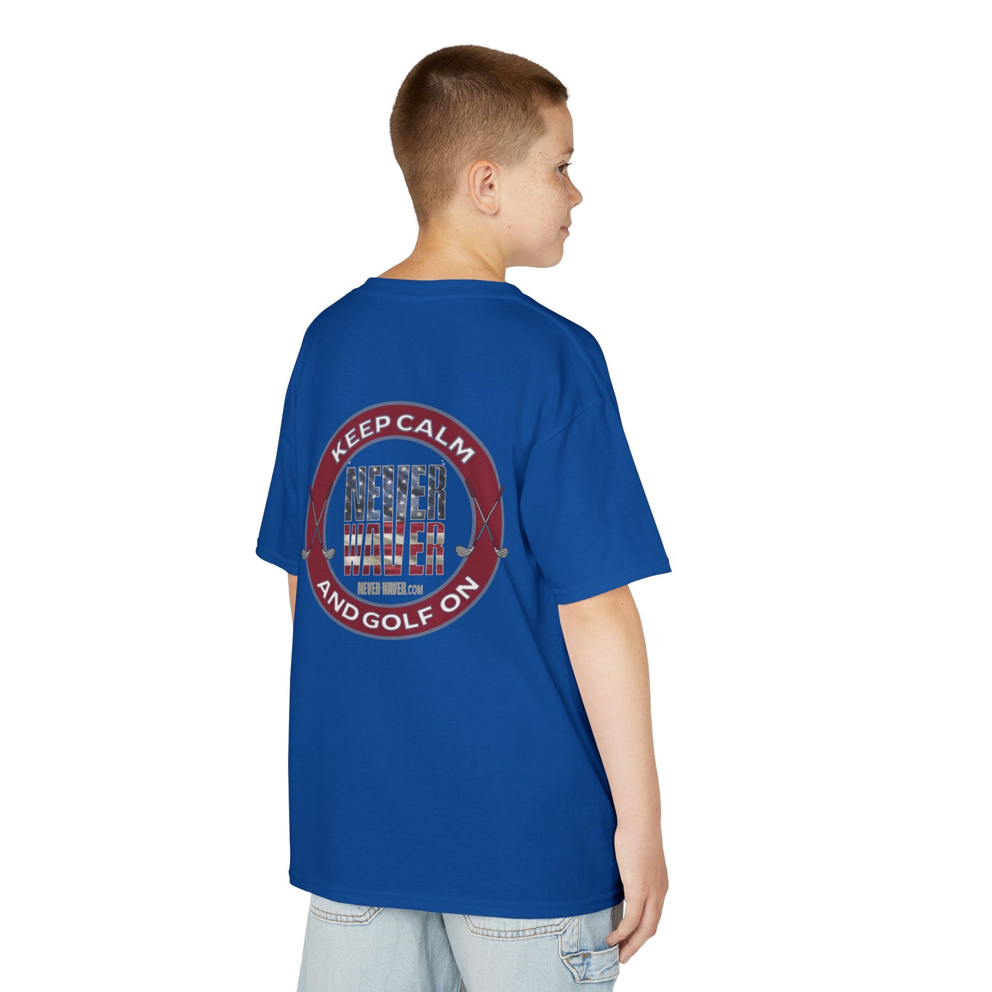Kids Golf Tee - Keep Calm Never Waver and Golf On - Never Waver