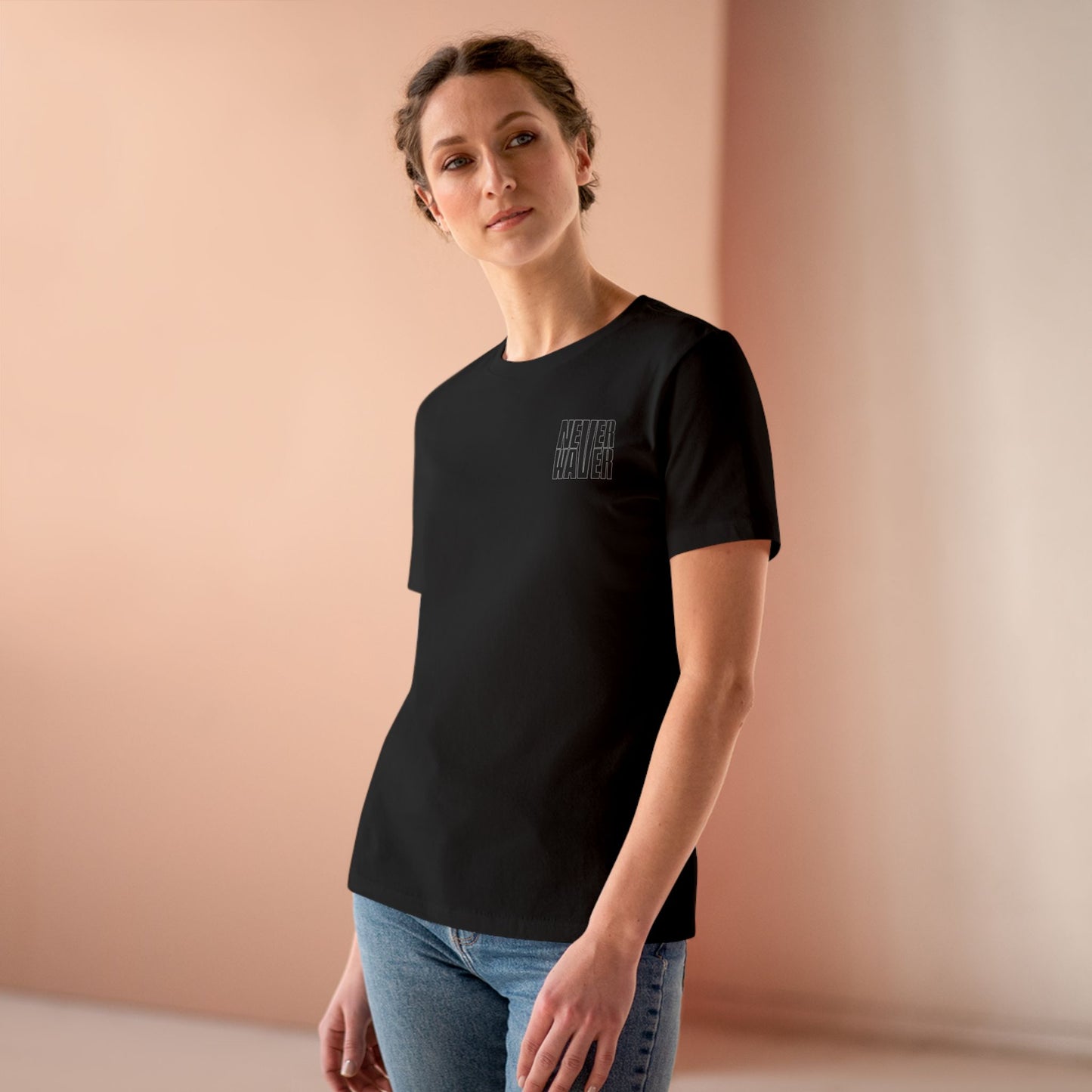 Never Waver” Jesus t-shirt might feature a bold, eye-catching design that reflects a steadfast faith and confidence in Christ.  Women's Cotton Tee - Never Waver
