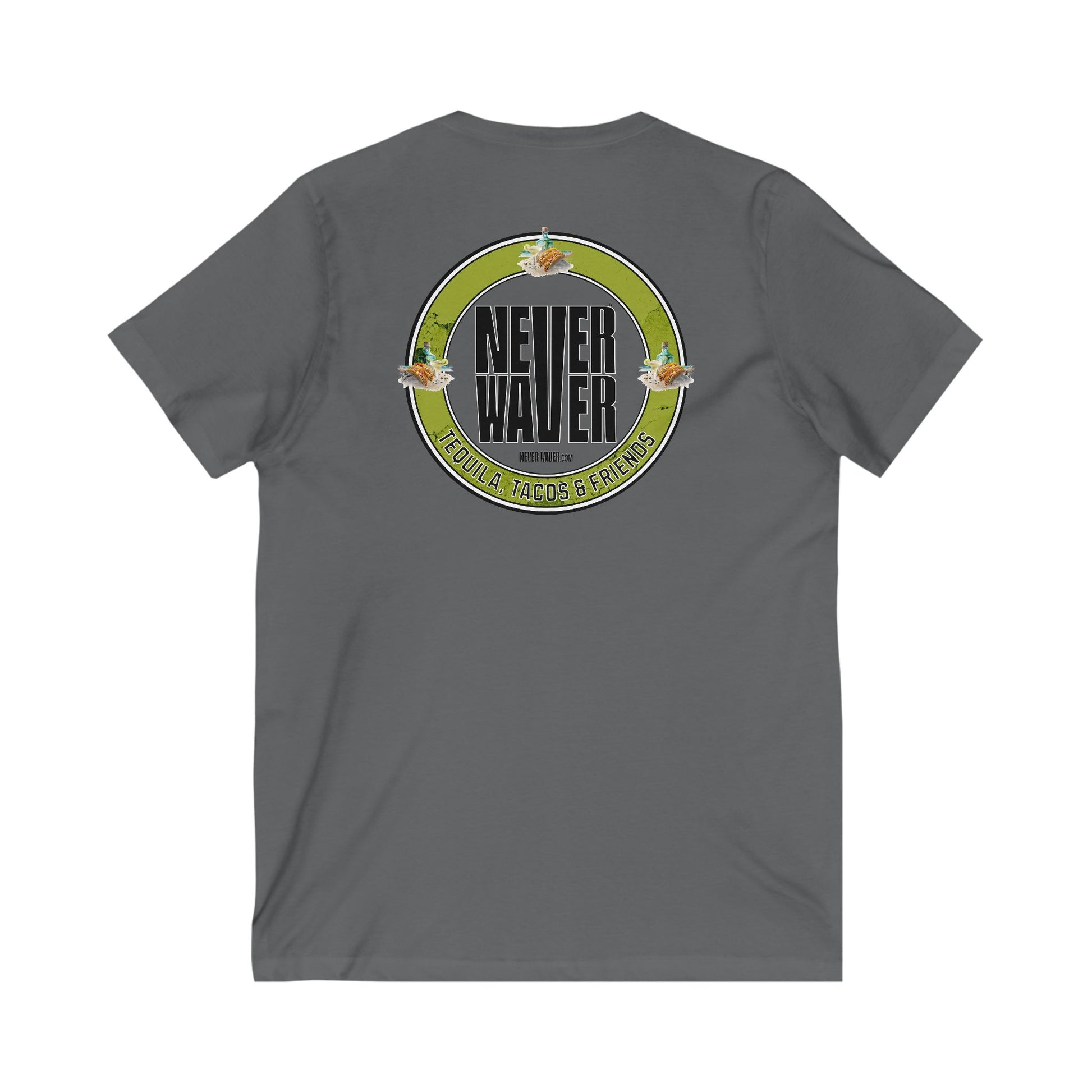 Unisex V-Neck Tee - Never Waver Tequila, Tacos, & Friends T-Shirt - Never Waver