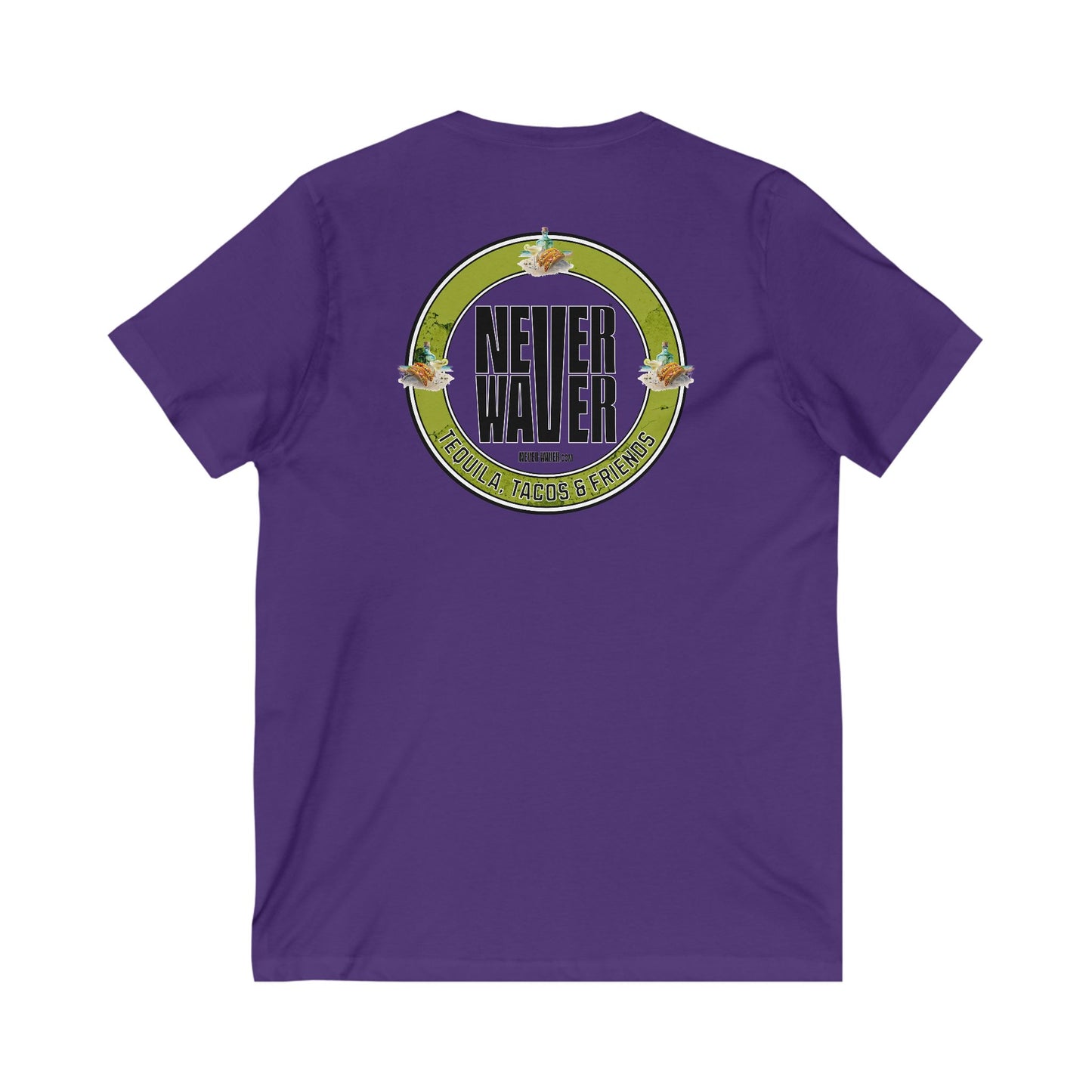 Unisex V-Neck Tee - Never Waver Tequila, Tacos, & Friends T-Shirt - Never Waver