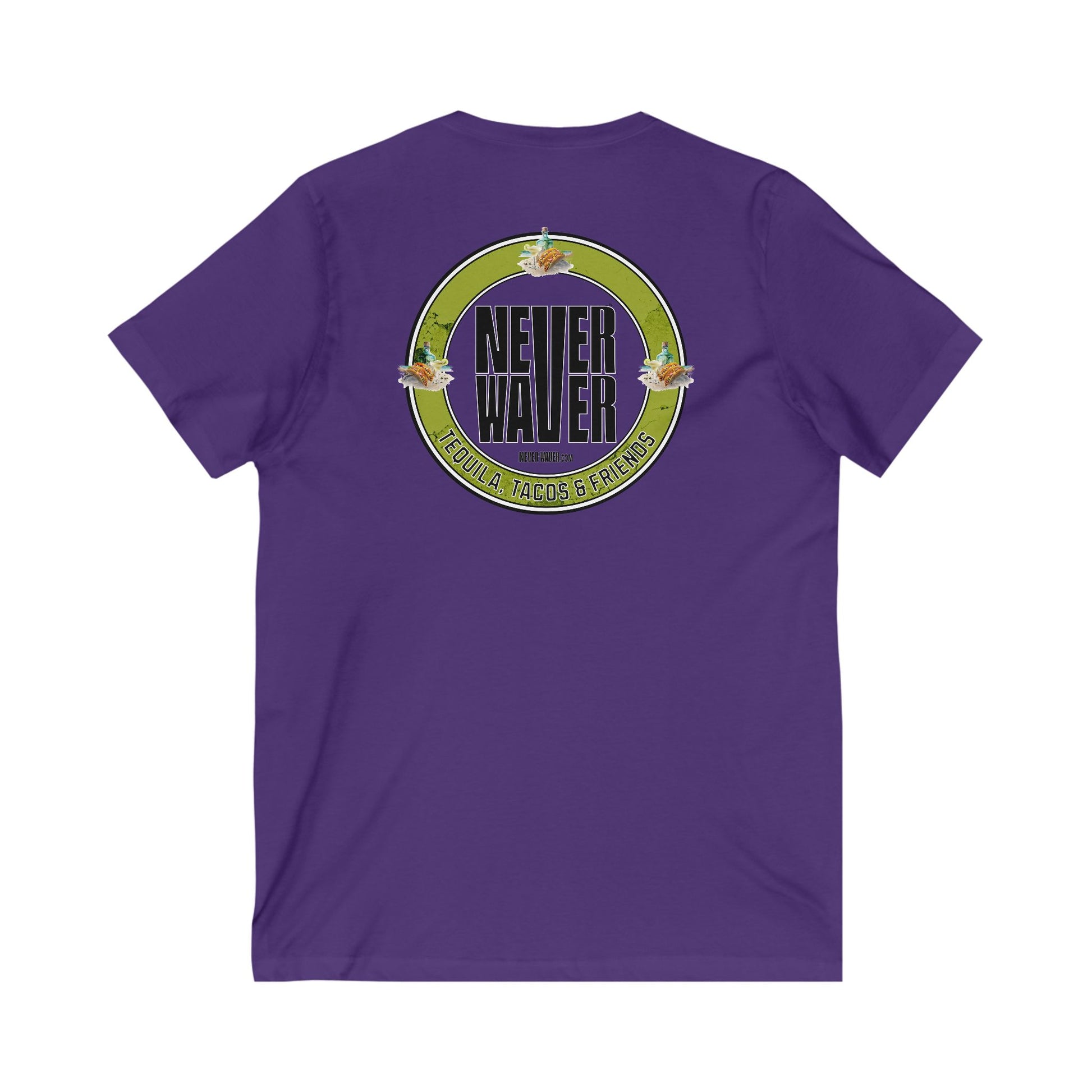 Unisex V-Neck Tee - Never Waver Tequila, Tacos, & Friends T-Shirt - Never Waver
