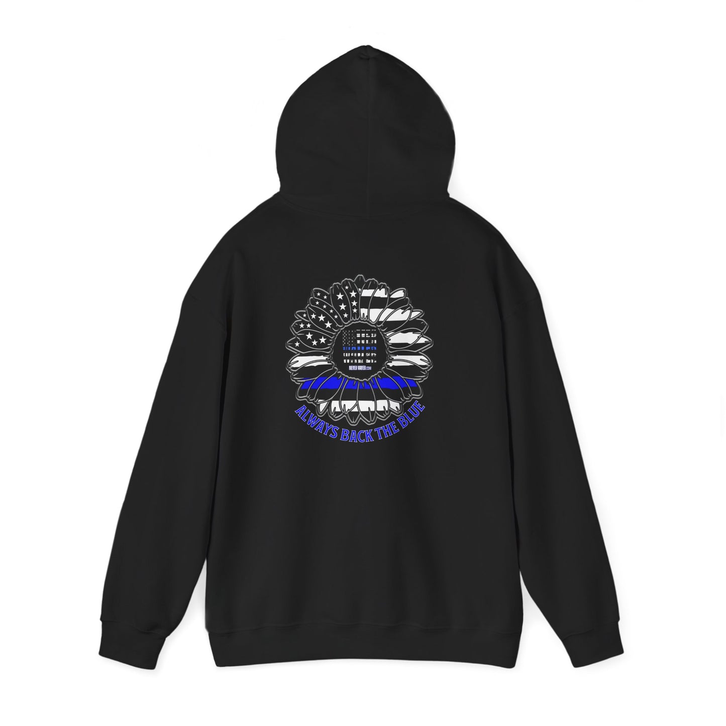 Never Waver Always Back the Blue Hooded Sweatshirt - Unisex Heavy Blend™ - Never Waver
