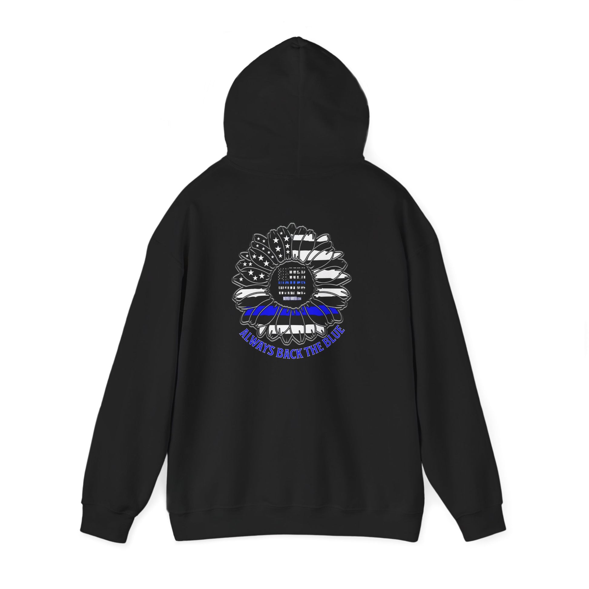Never Waver Always Back the Blue Hooded Sweatshirt - Unisex Heavy Blend™ - Never Waver