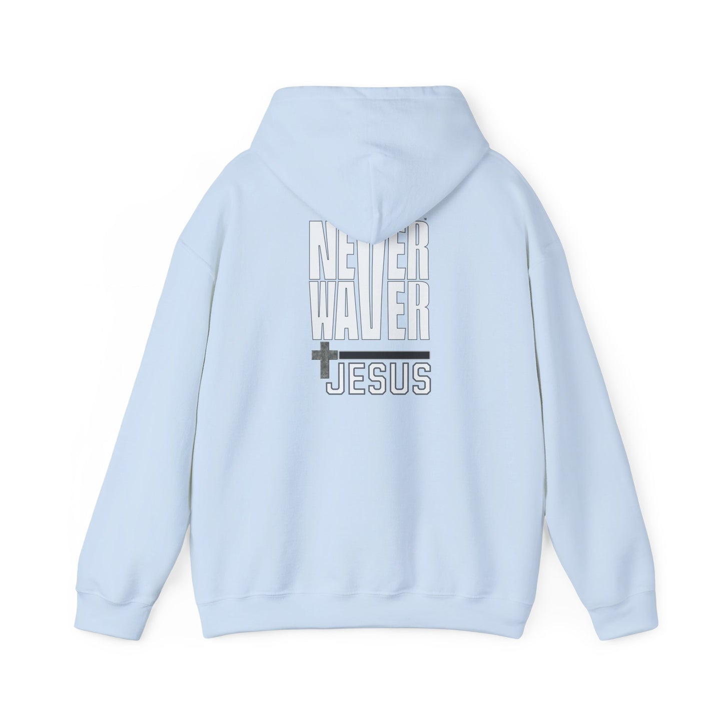 Never Waver” Jesus a bold, eye-catching design that reflects a steadfast faith and confidence in Christ. Hoodie - Unisex Heavy Blend™ Sweatshirt - Never Waver