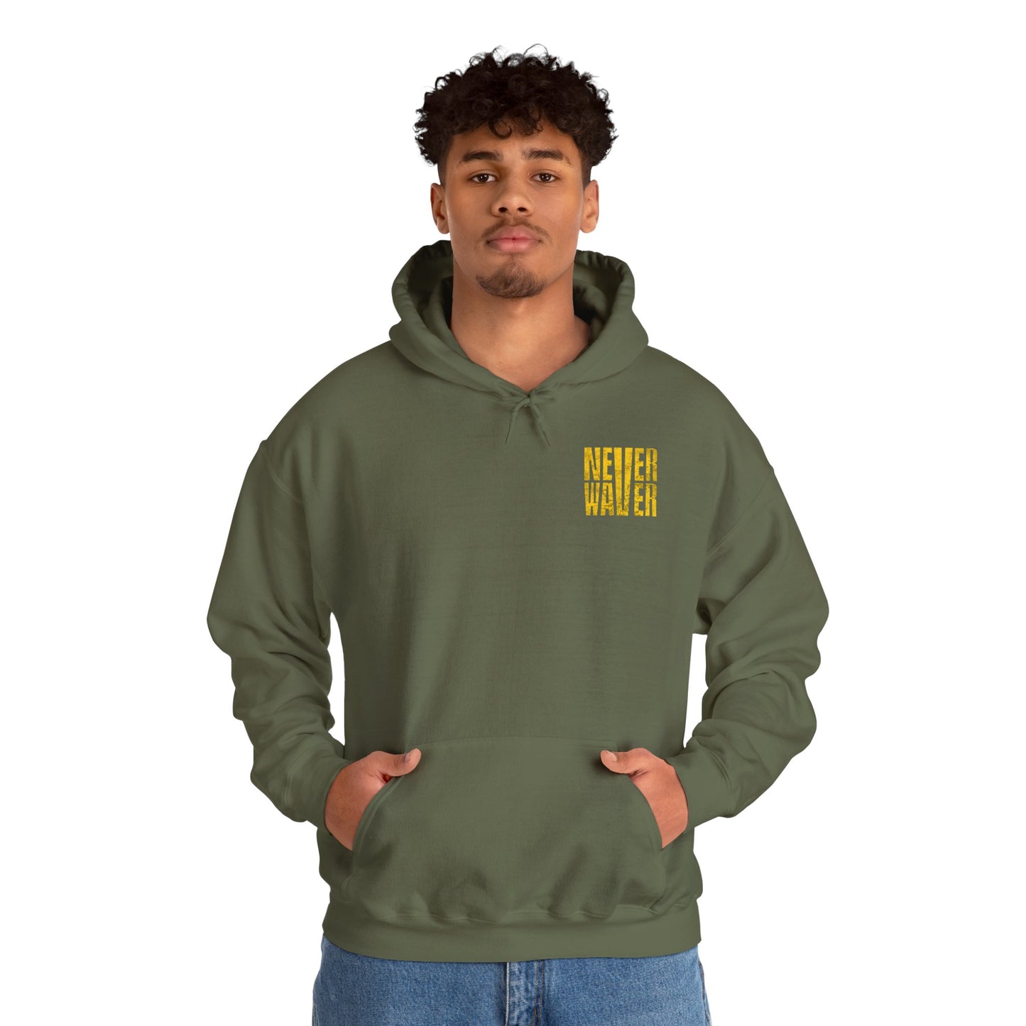 Los Angeles Fans Never Waver w Leopard Football Unisex Heavy Blend™ Hooded Sweatshirt - Cozy, Motivational Apparel for Everyday Wear