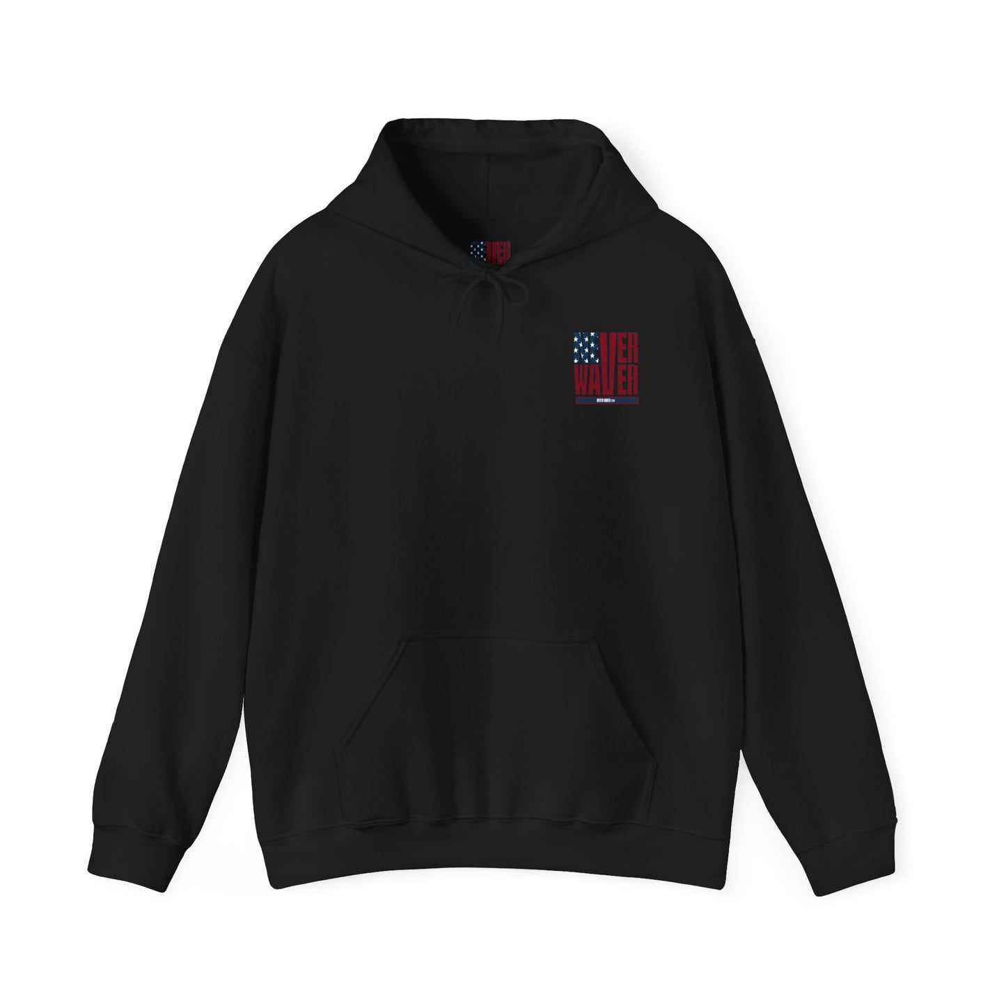 Unisex Heavy Blend™ Hooded Sweatshirt - Never Waver Crew with  American Flag Design - Never Waver