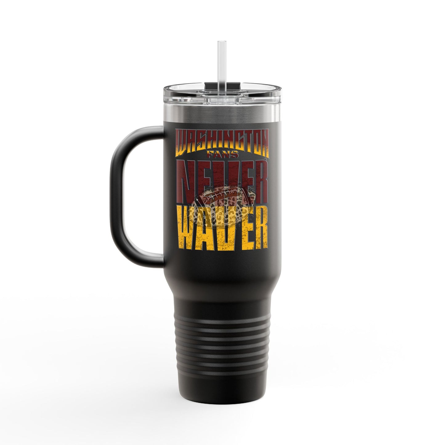 Washington Fans Never Waver W-Leopard Football Insulated Travel Mug, 40oz - Never Waver