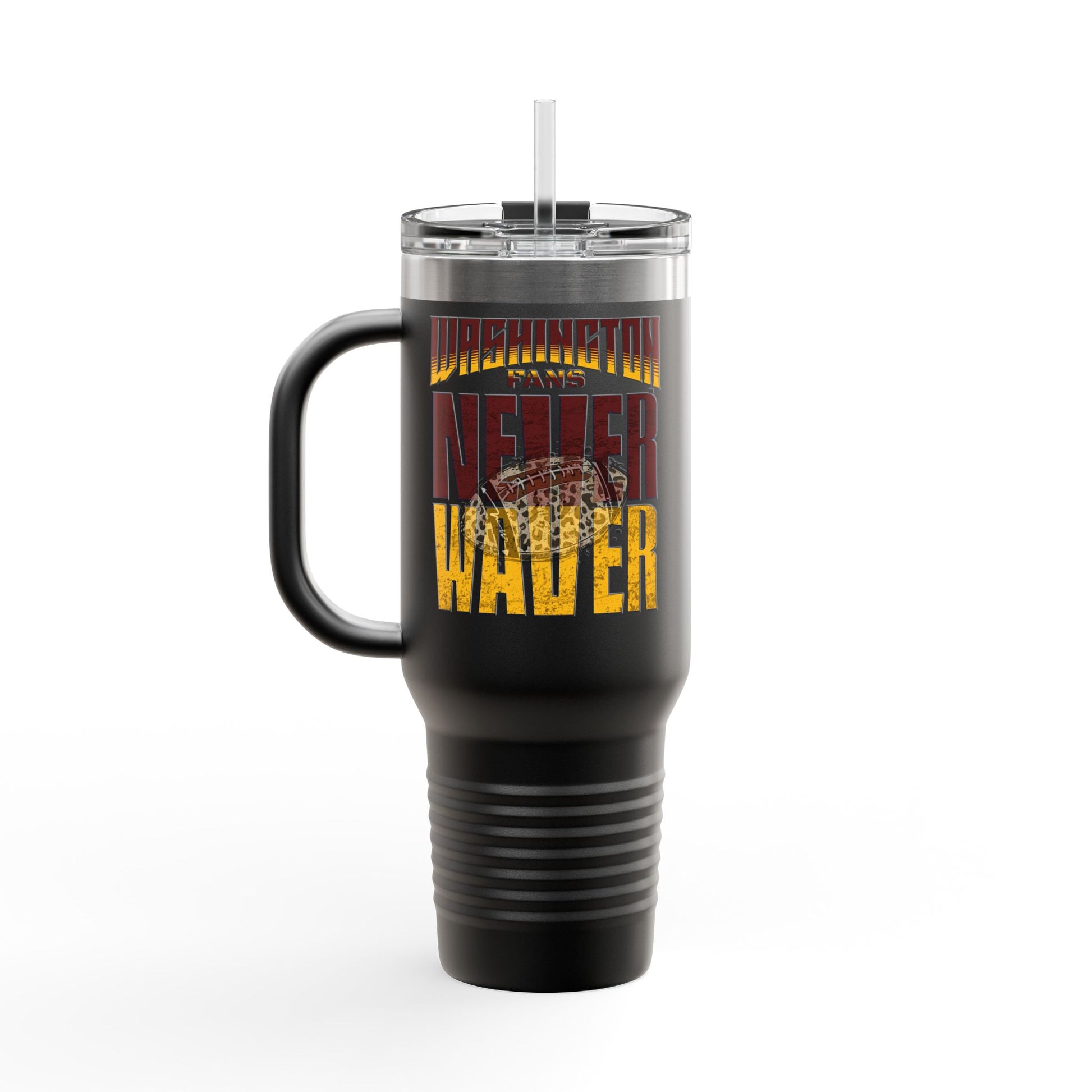 Washington Fans Never Waver W-Leopard Football Insulated Travel Mug, 40oz - Never Waver