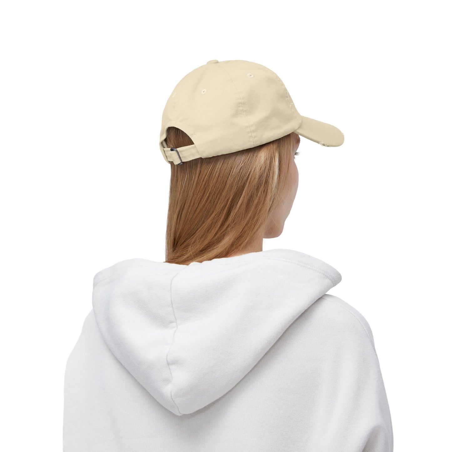 Unisex Distressed Cap - 'Never Waver' Casual Hat for Everyday Style
