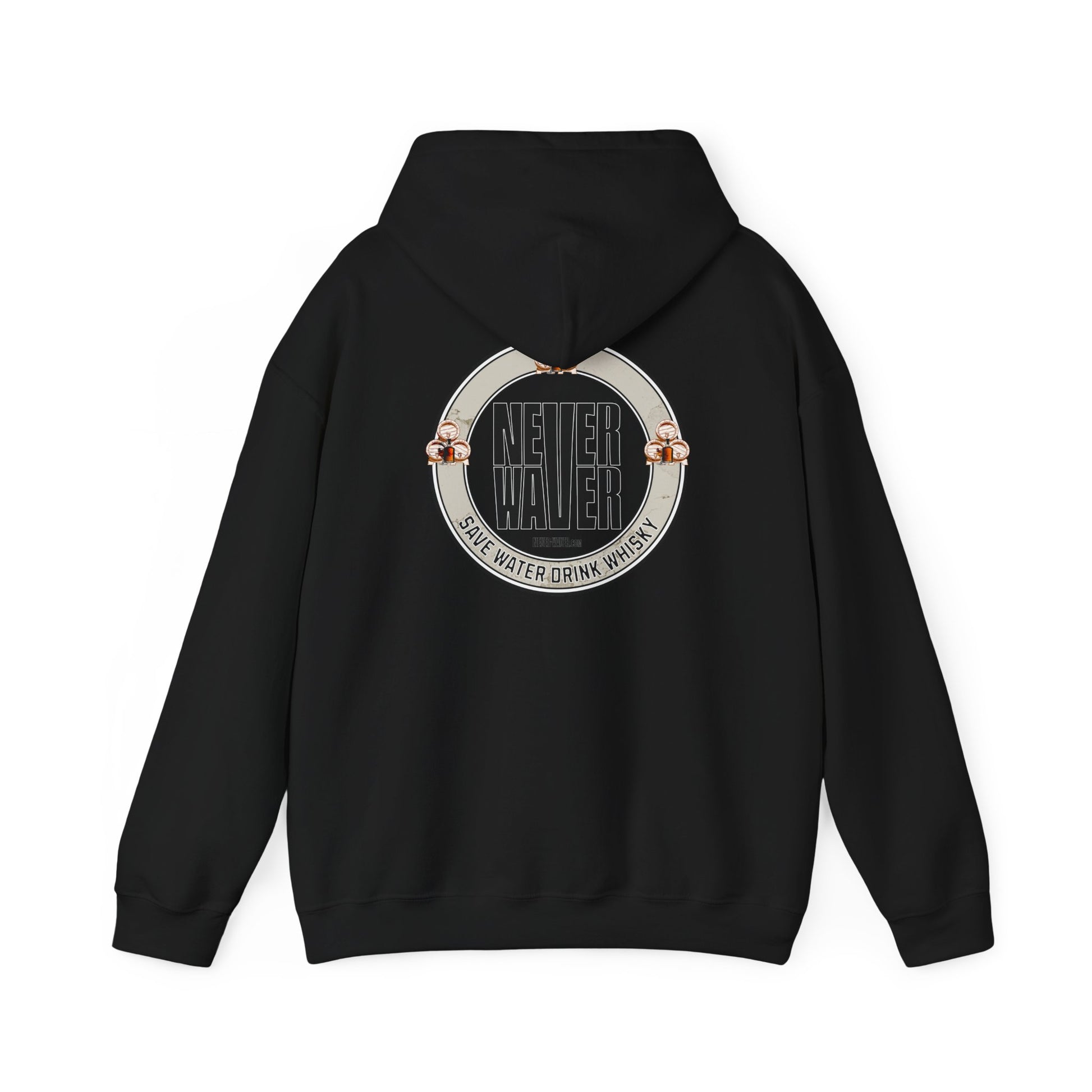 Eco-Friendly Unisex Hoodie: "Never Waver - Save Water, Drink Whiskey" - Never Waver