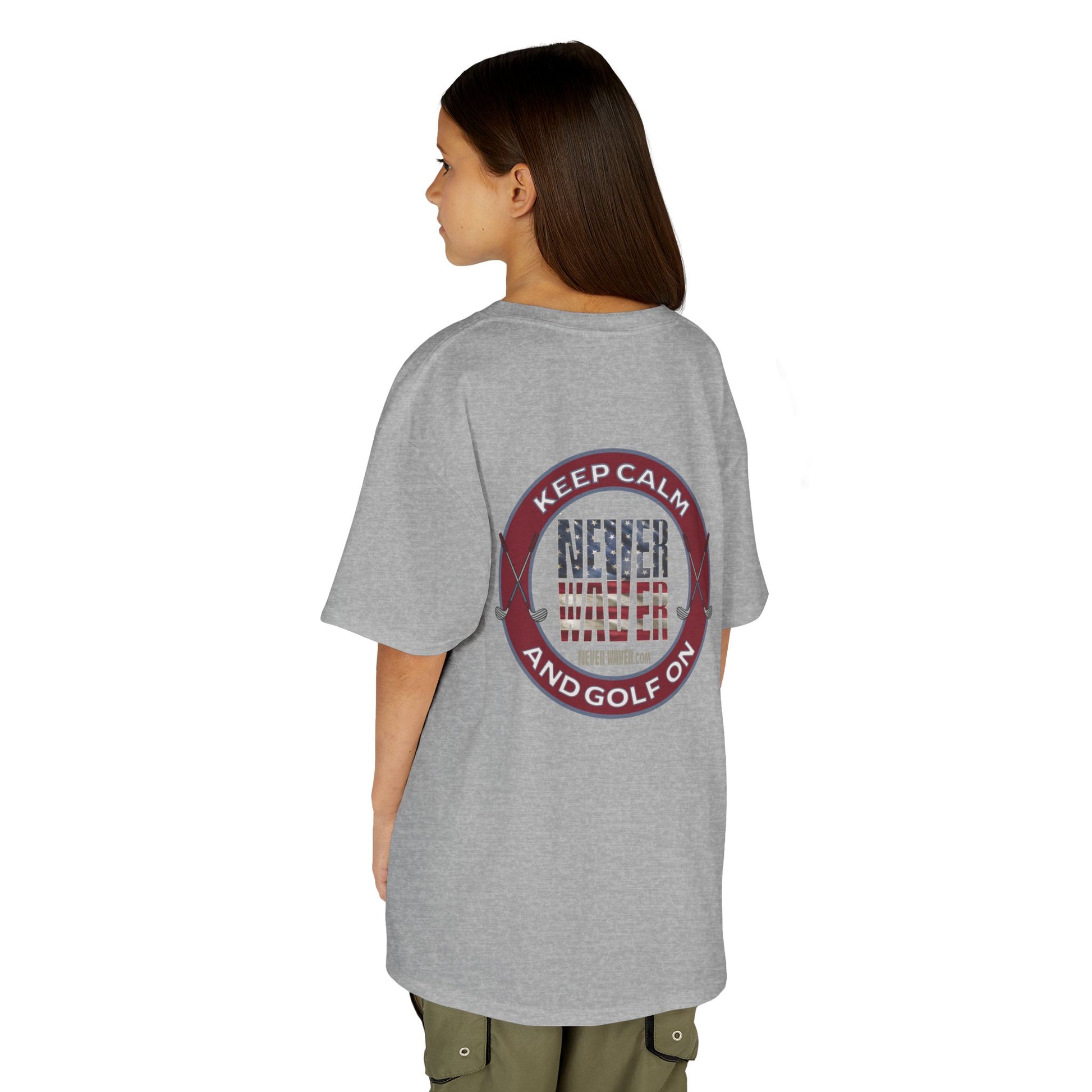 Kids Golf Tee - Keep Calm Never Waver and Golf On - Never Waver