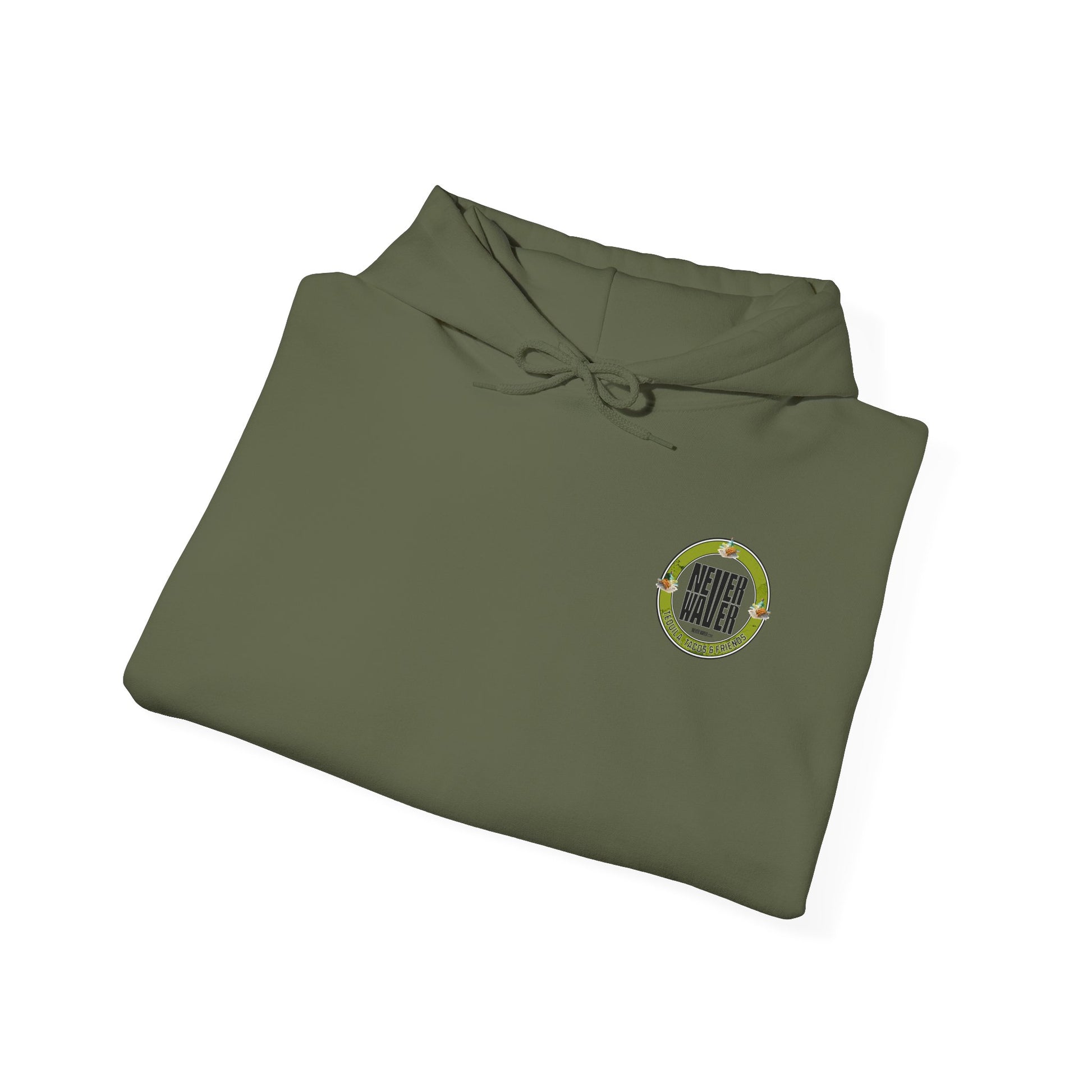 Eco-Friendly Unisex Hoodie: "Never Waver Tequila, Tacos, And Friends" - Never Waver