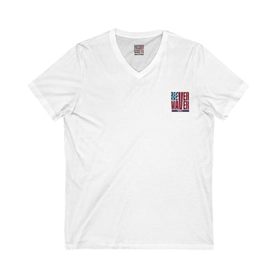 Never Waver Like This Mom V-Neck Tee for Moms - Patriotic Short Sleeve Shirt - Never Waver