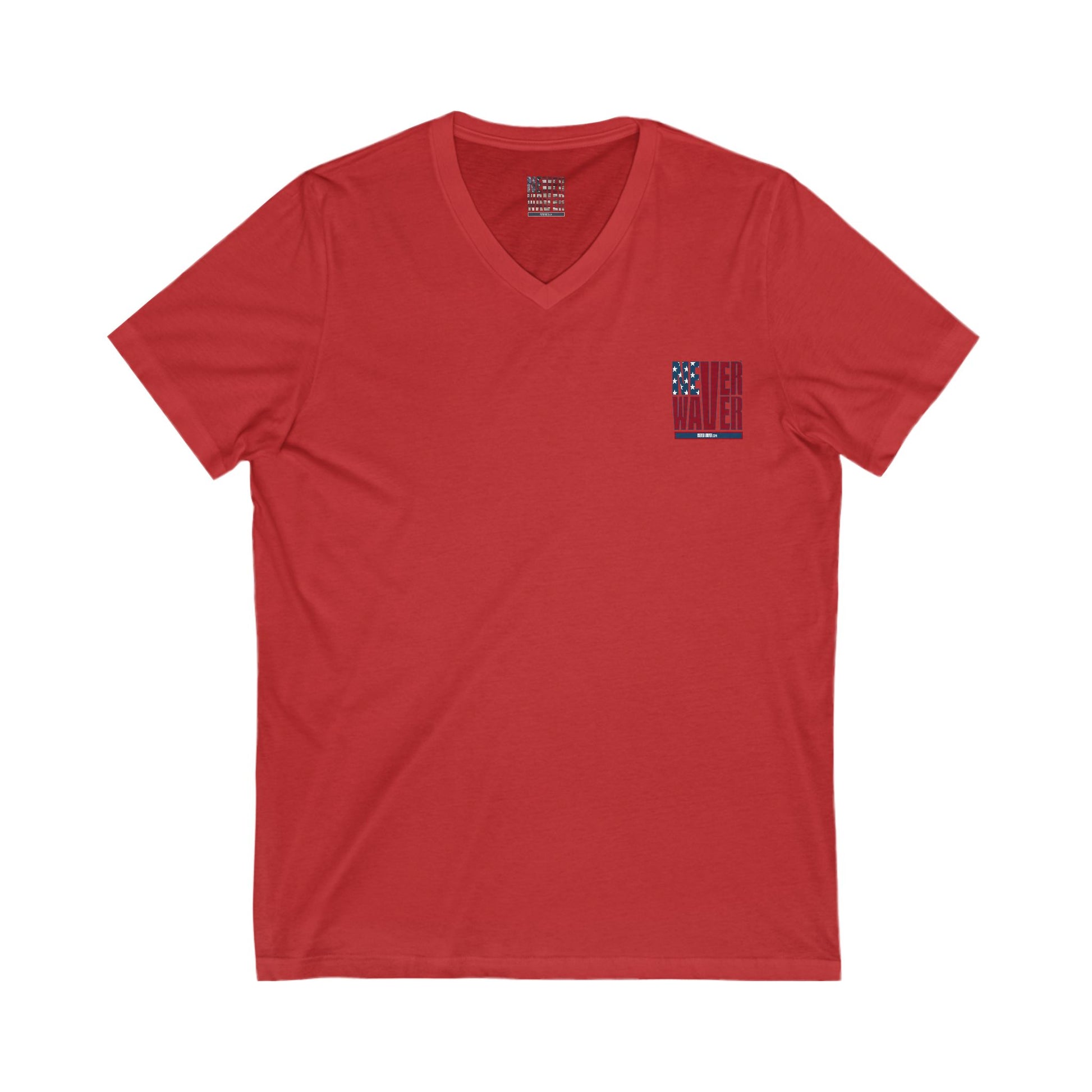 Never Waver Like This Mom V-Neck Tee for Moms - Patriotic Short Sleeve Shirt - Never Waver