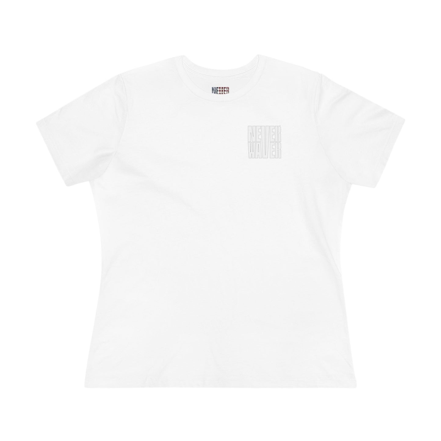 Never Waver” Jesus bold, eye-catching design that reflects a steadfast faith and confidence in Christ. Women's Cotton Tee - Never Waver
