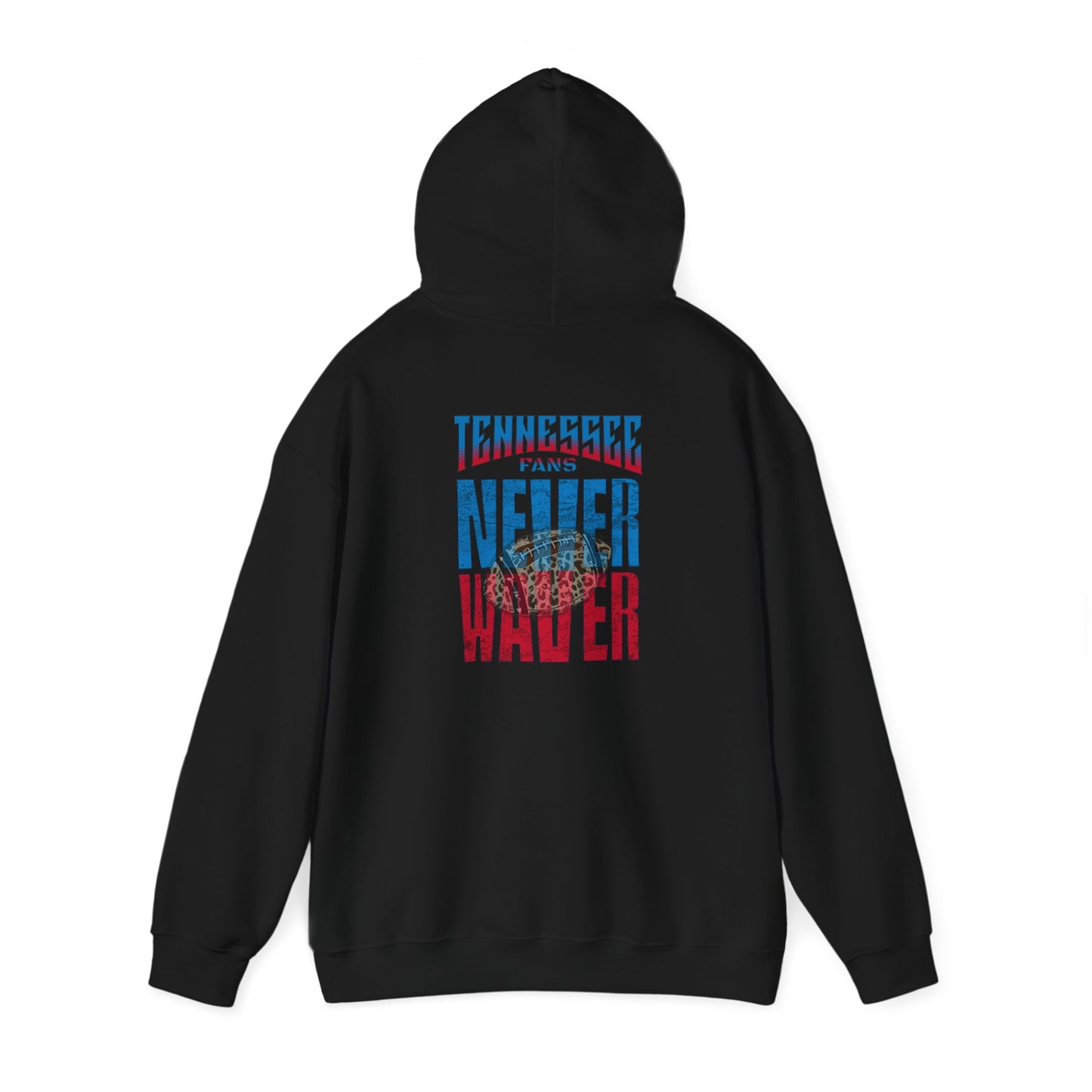 Unisex Heavy Blend™ Hooded Sweatshirt - 'Tennessee Fans Never Waver W Leopard Football' Casual Comfort for Team Fans - Never Waver