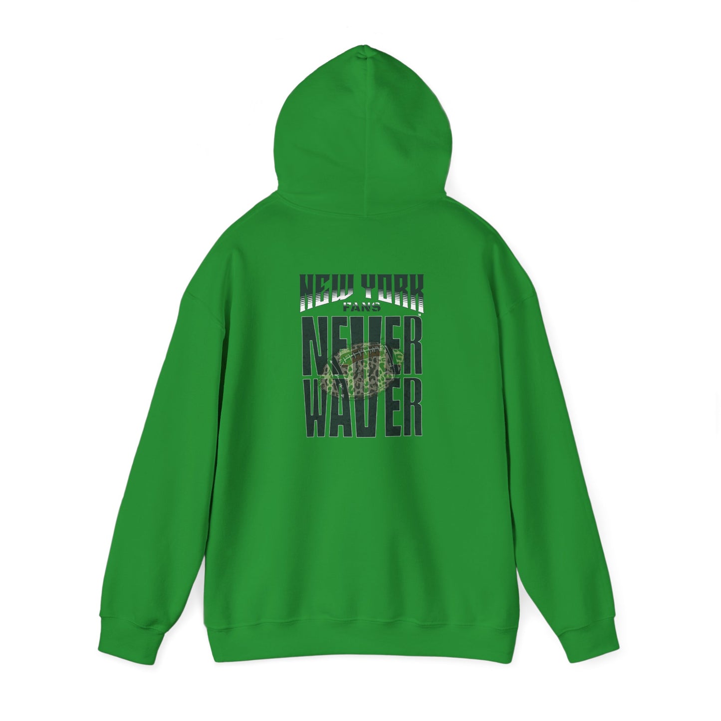New York Fans Never Waver W Leopard Football Unisex Heavy Blend™ Hooded Sweatshirt - Never Waver