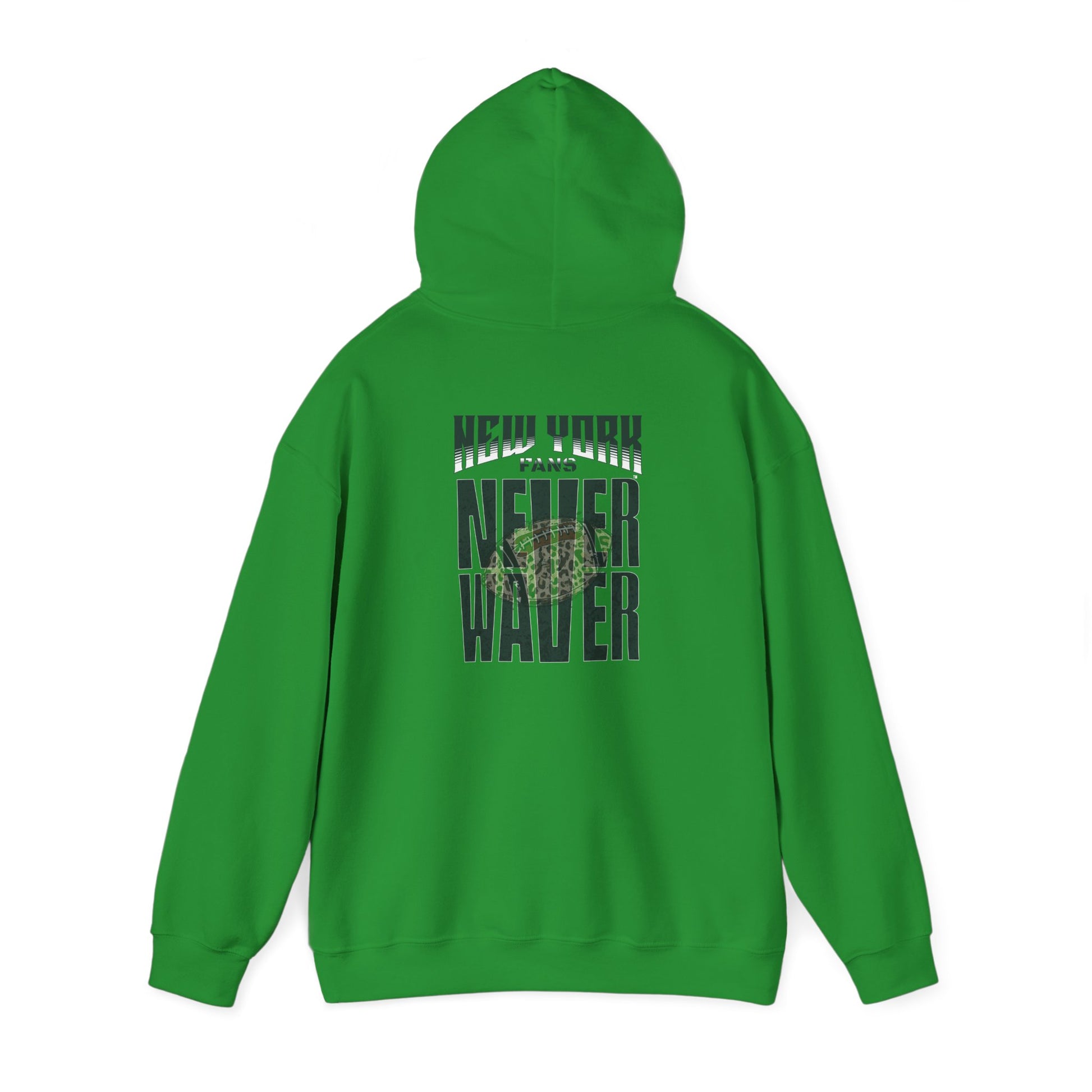 New York Fans Never Waver W Leopard Football Unisex Heavy Blend™ Hooded Sweatshirt - Never Waver