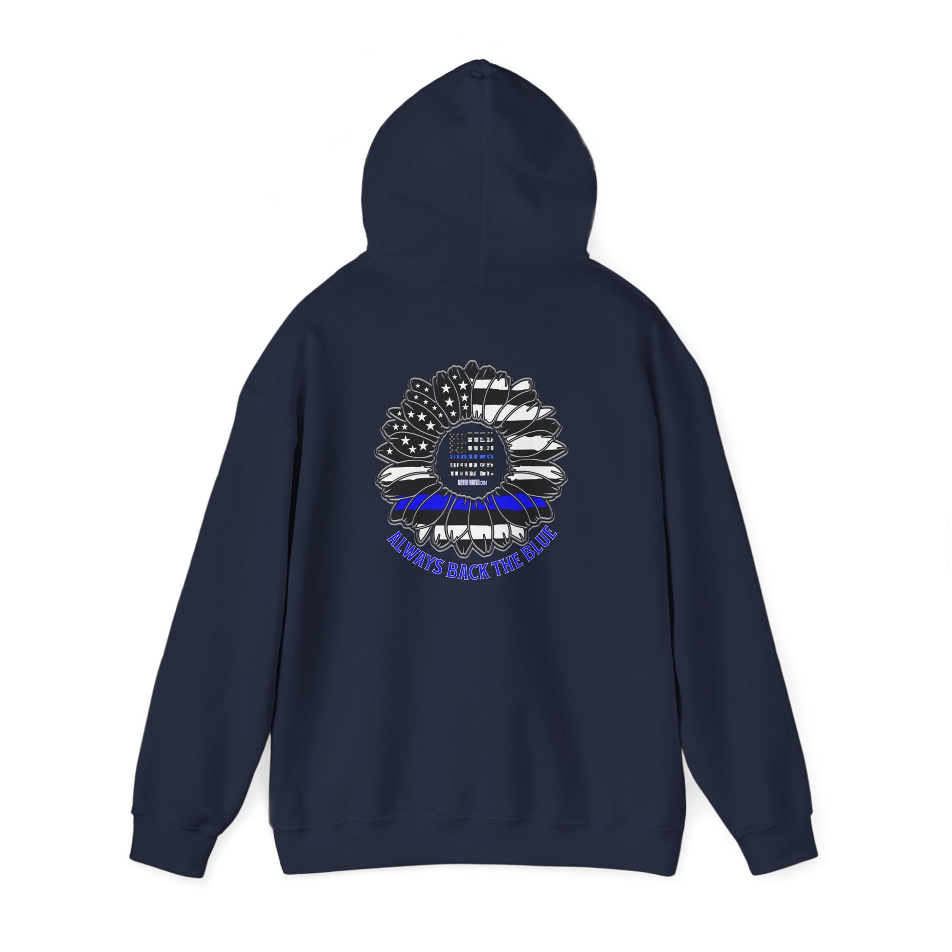 Never Waver Always Back the Blue Hooded Sweatshirt - Unisex Heavy Blend™ - Never Waver