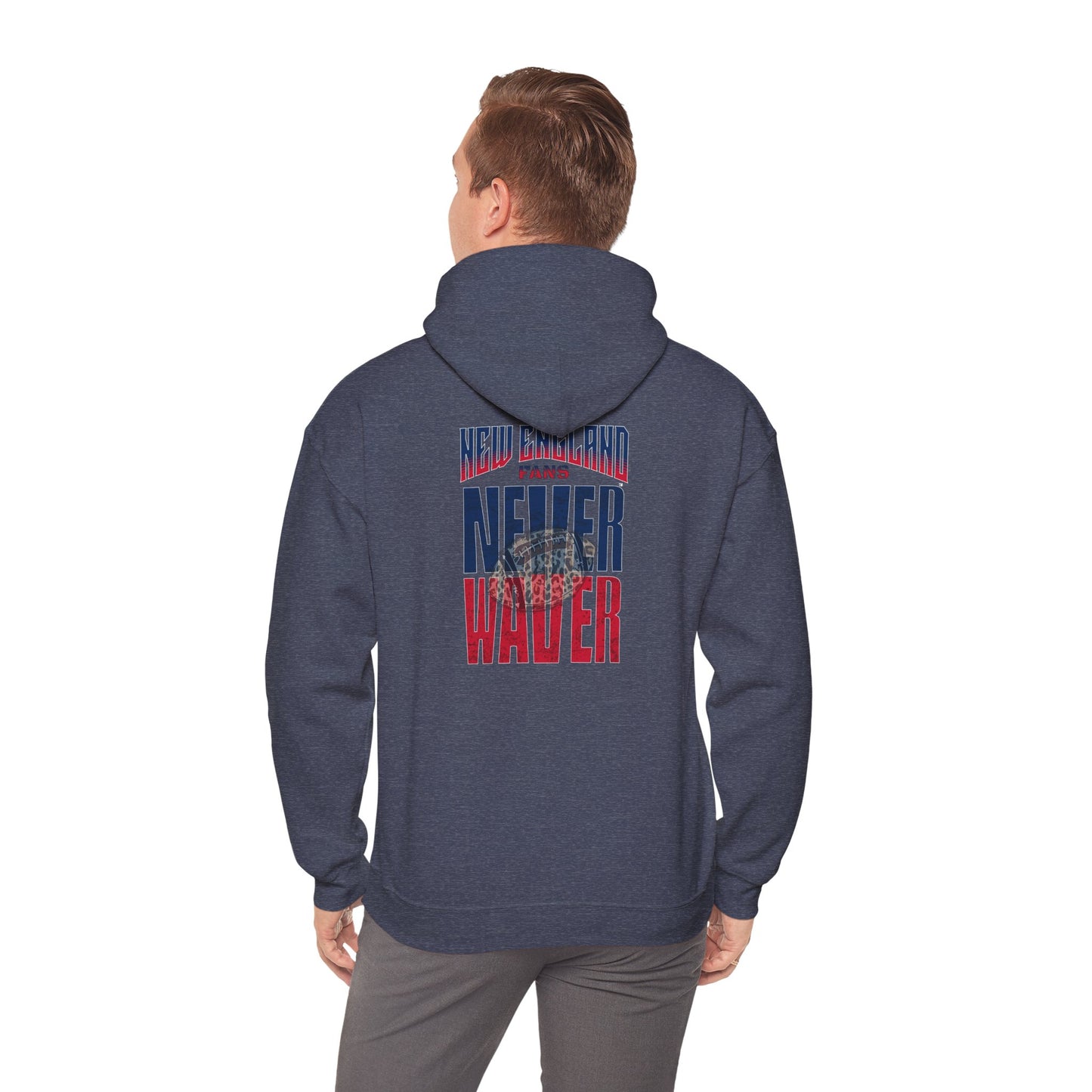 Unisex Heavy Blend™ Hooded Sweatshirt - New England Fans Never Waver w Leopard football - Never Waver