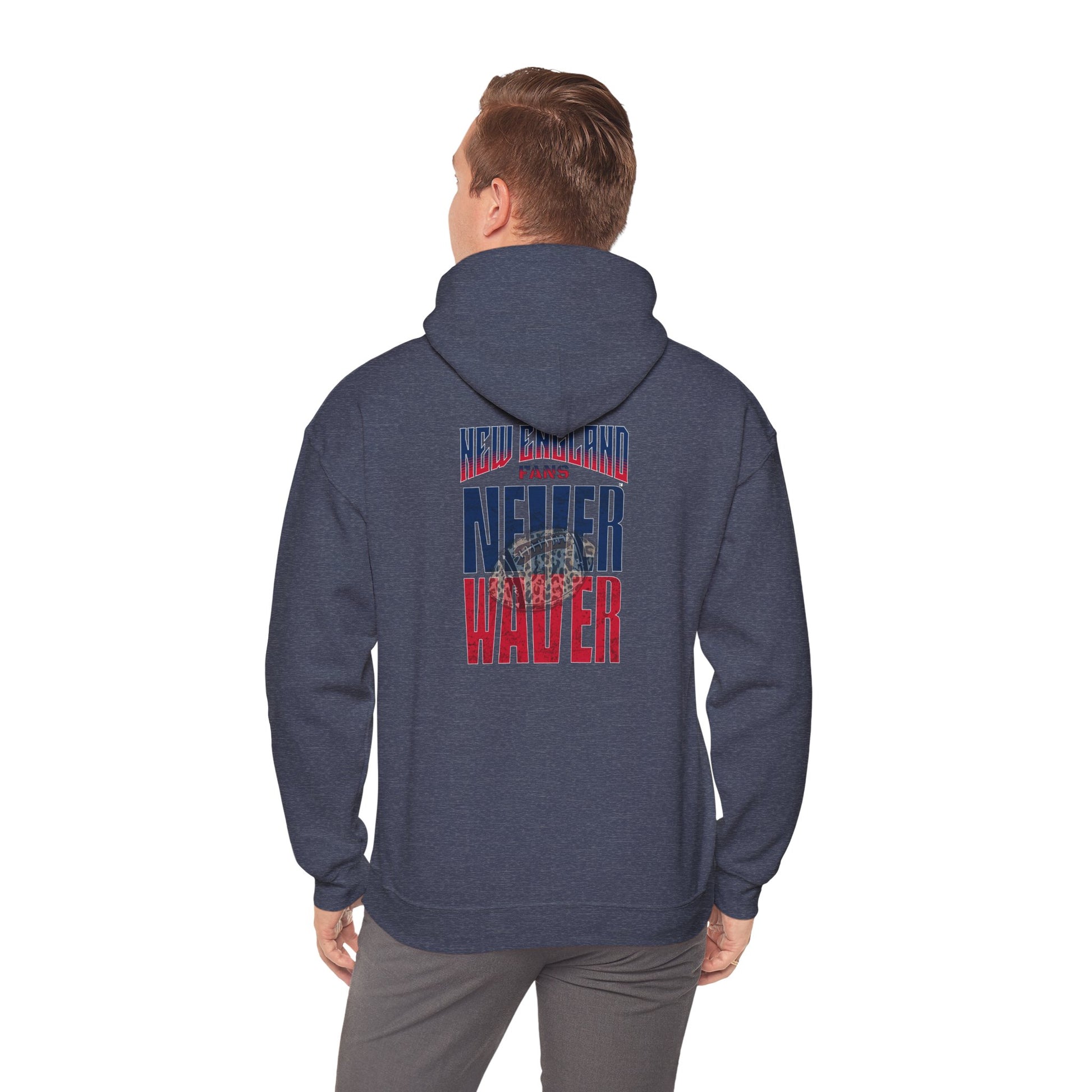 Unisex Heavy Blend™ Hooded Sweatshirt - New England Fans Never Waver w Leopard football - Never Waver